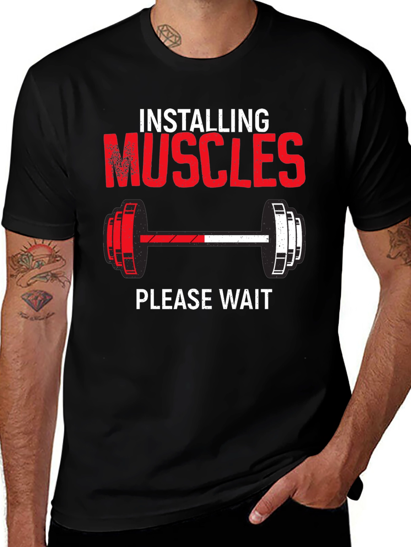 Variant 10 of Installing Muscles Funny Gym Workout T-Shirt
