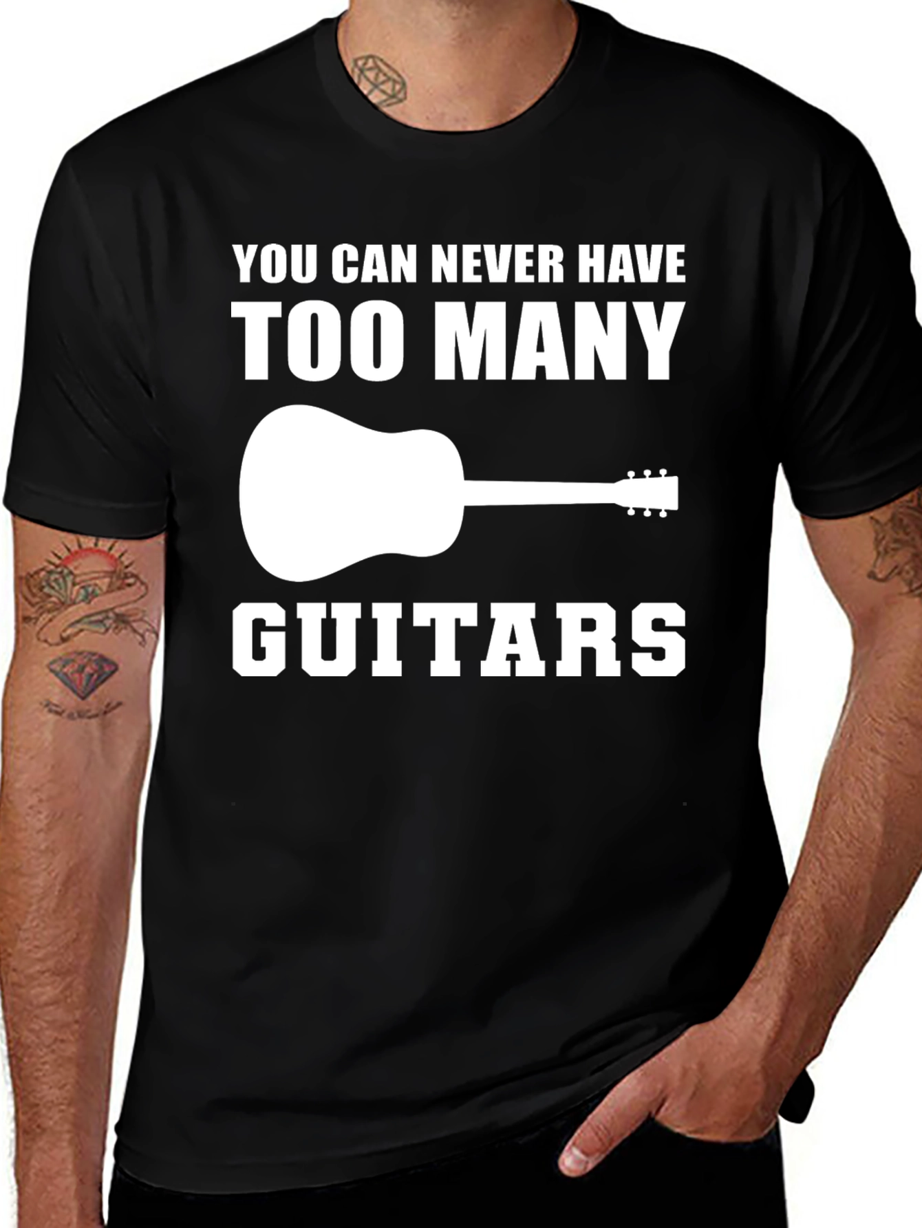 Variant 28 of Guitar Lover T-Shirt: Too Many Guitars Graphic Tee