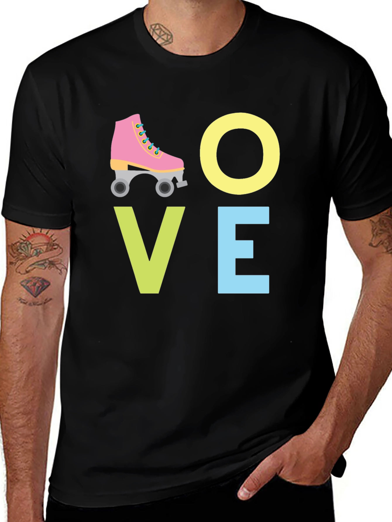 Variant 21 of Love Roller Skating Graphic Tee - Black