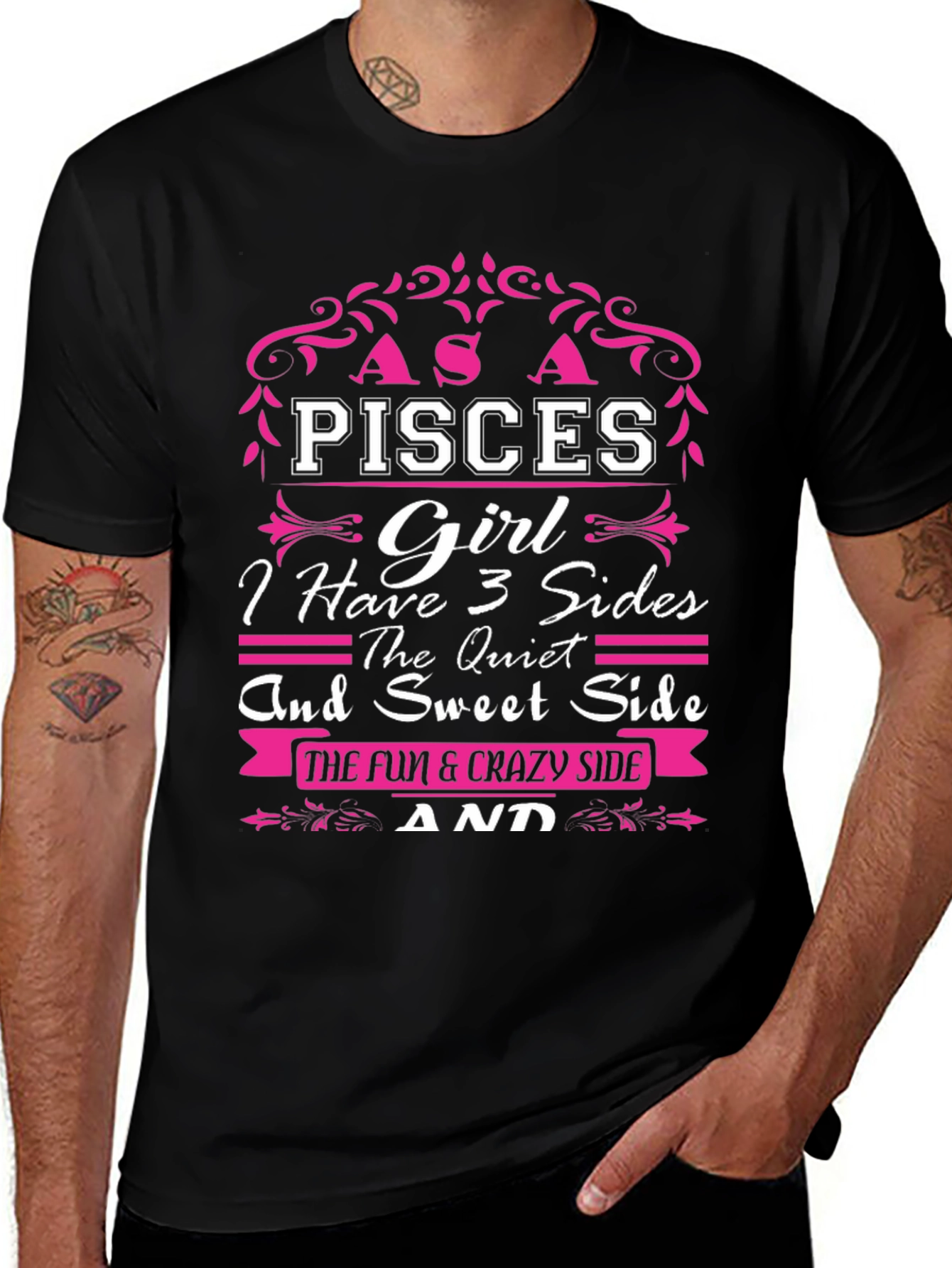Pisces Girl T-Shirt: 3 Sides Zodiac Tee