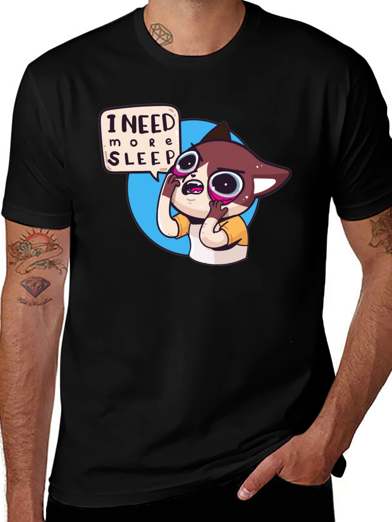 Variant 27 of I Need More Sleep Cartoon Cat T-Shirt