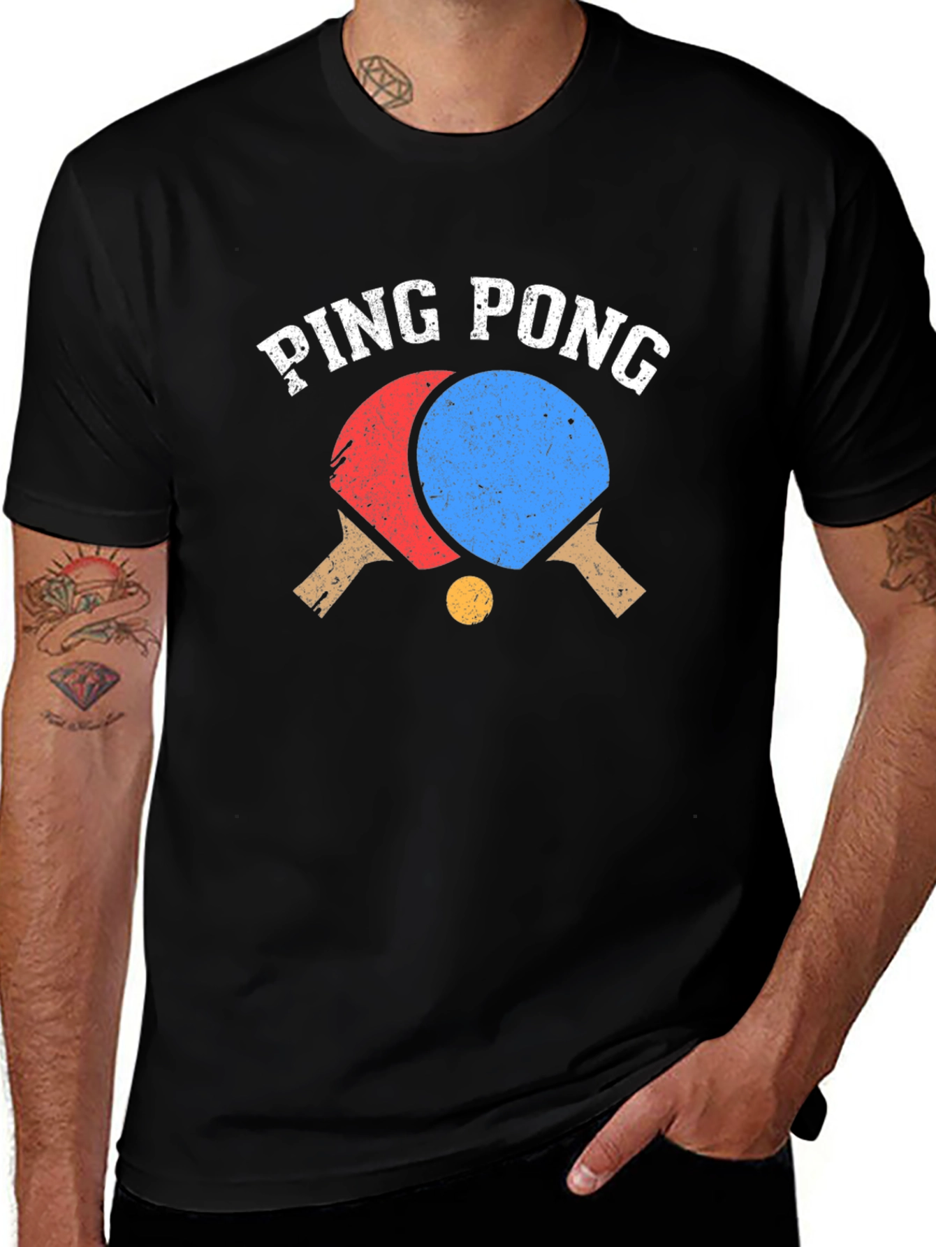 Ping Pong Graphic T-Shirt - Black