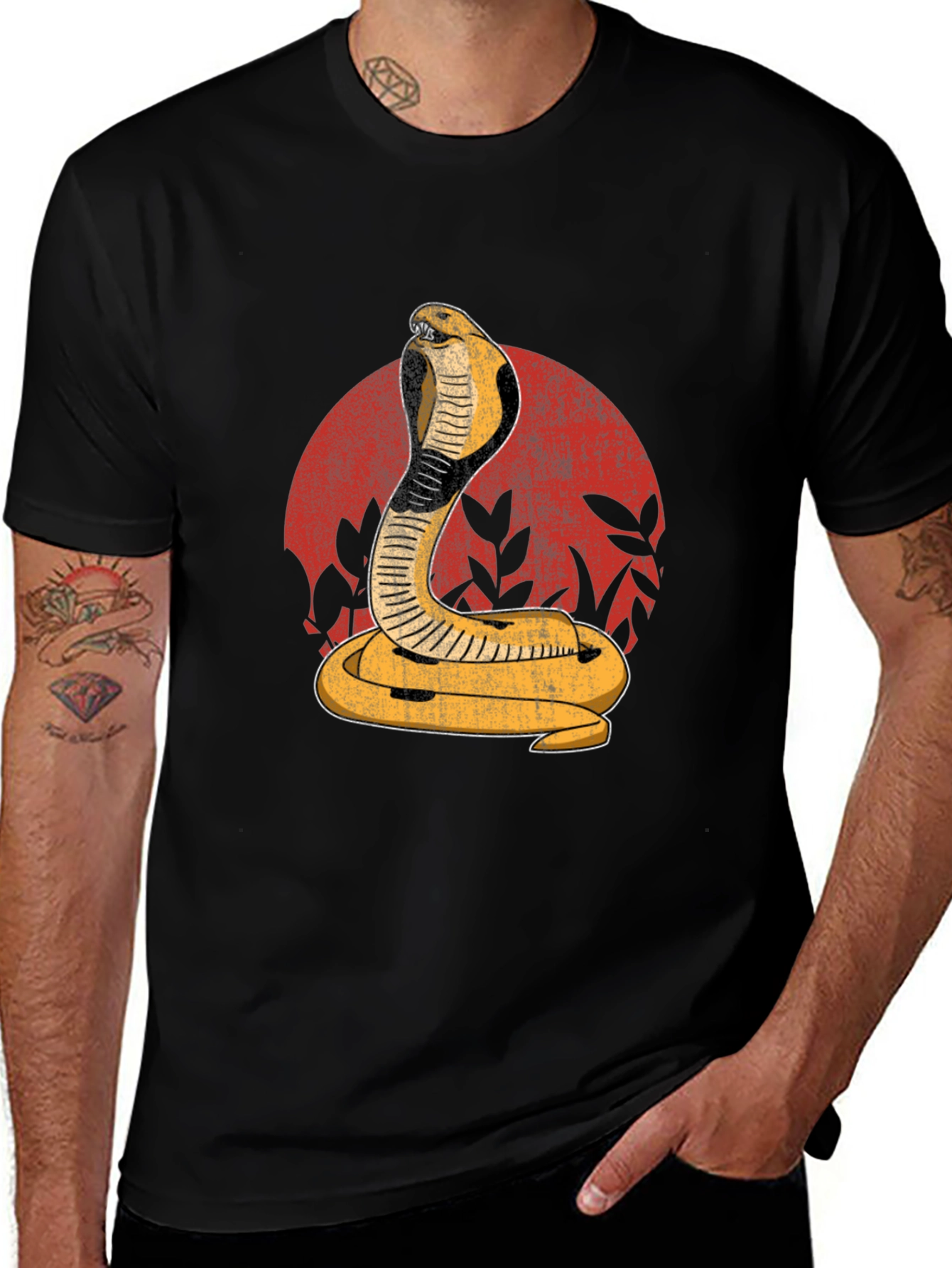 Variant 7 of Cobra Graphic Print Men's Black T-Shirt