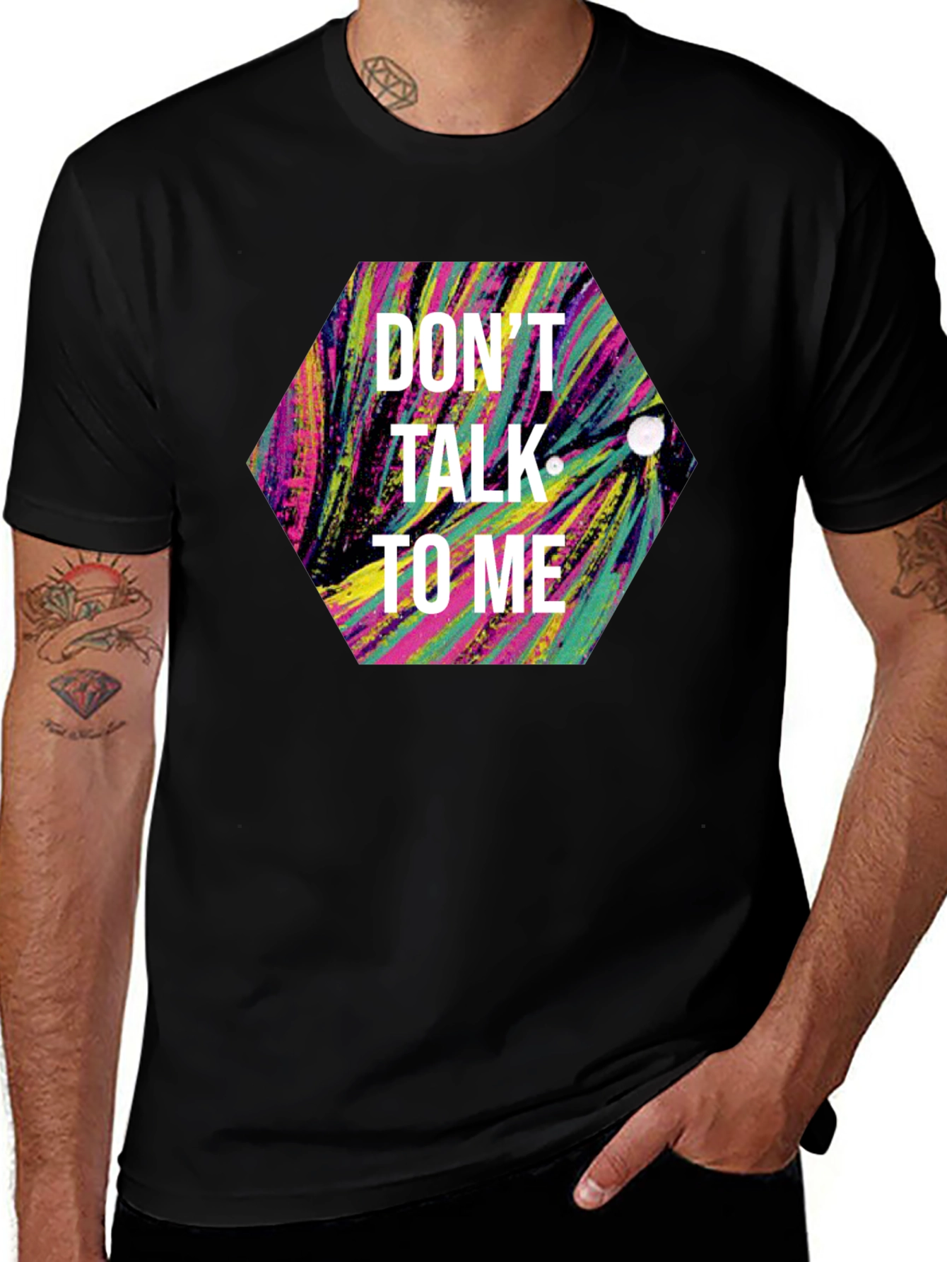 Variant 18 of Don't Talk to Me Graphic Tee - Black Cotton T-Shirt