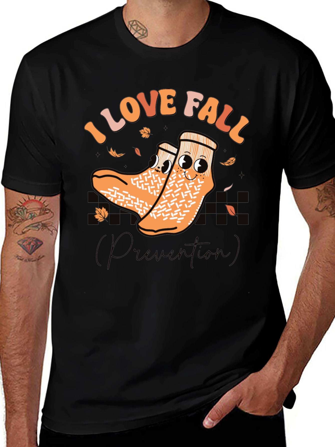 I Love Fall Socks Prevention Black T-Shirt