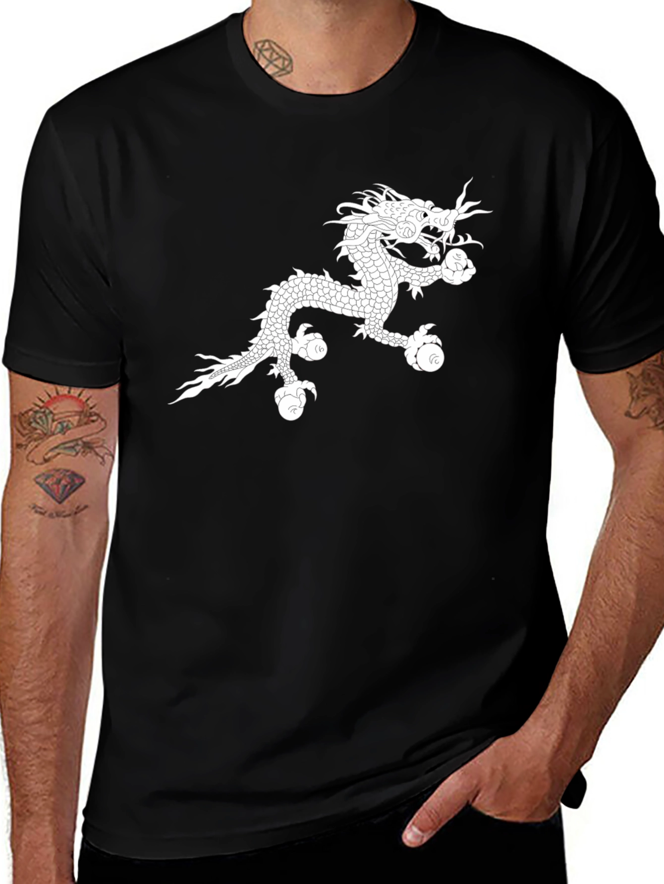 Variant 18 of Dragon Graphic Tee - Black Cotton Comfort