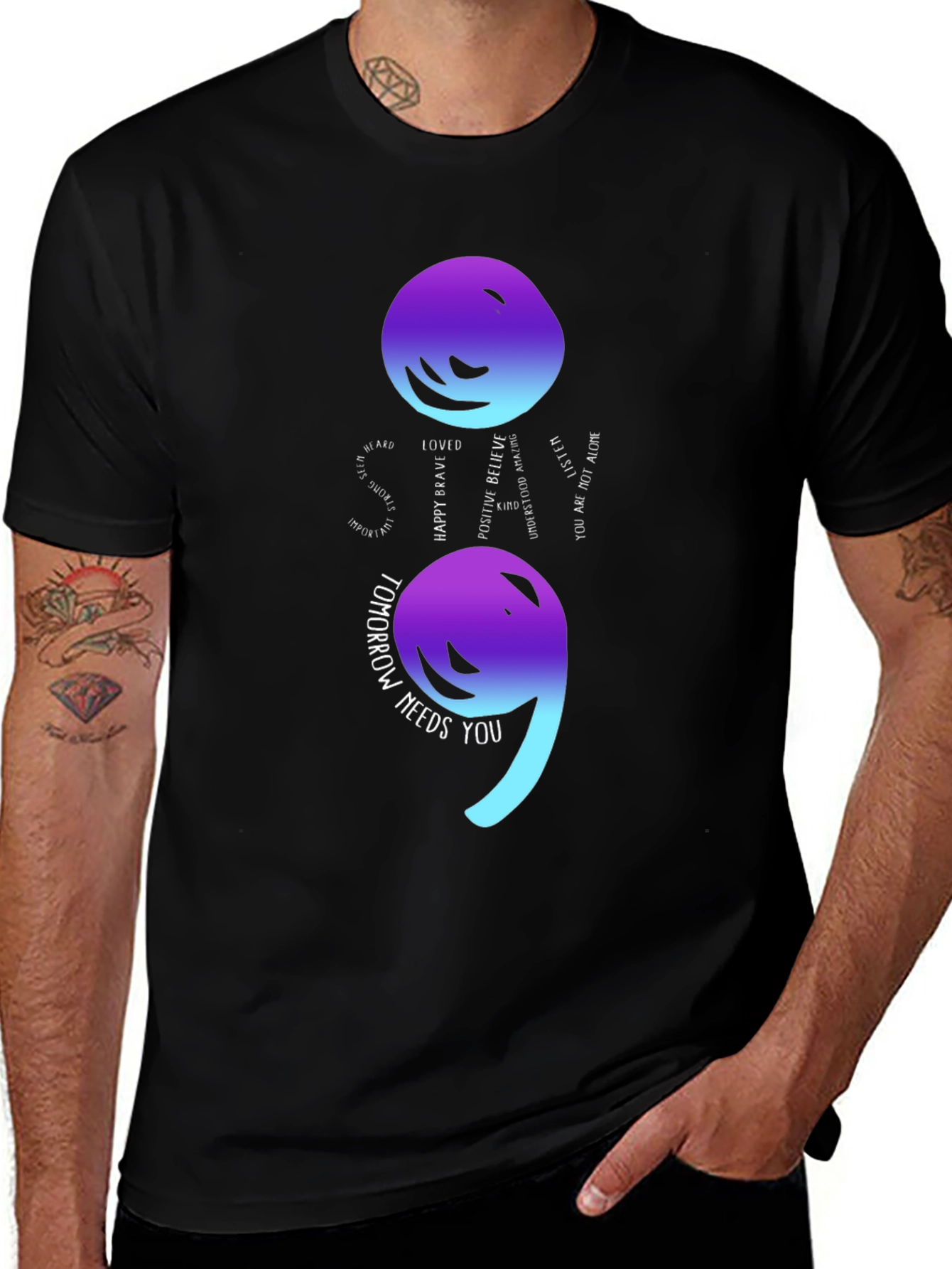 Variant 23 of Semicolon Mental Health Awareness T-Shirt