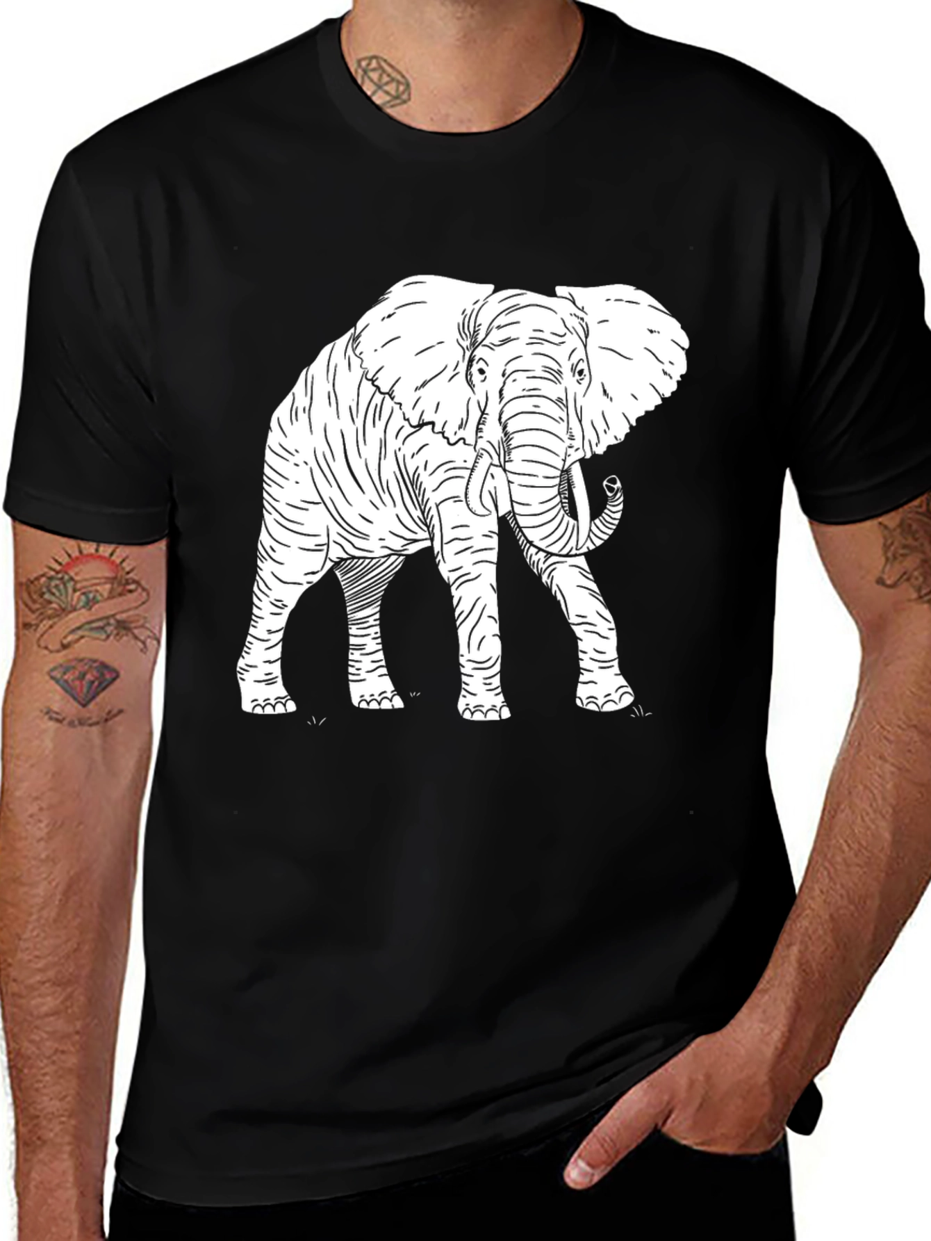 Variant 28 of Elephant Graphic Tee - Stylish Black Cotton T-Shirt