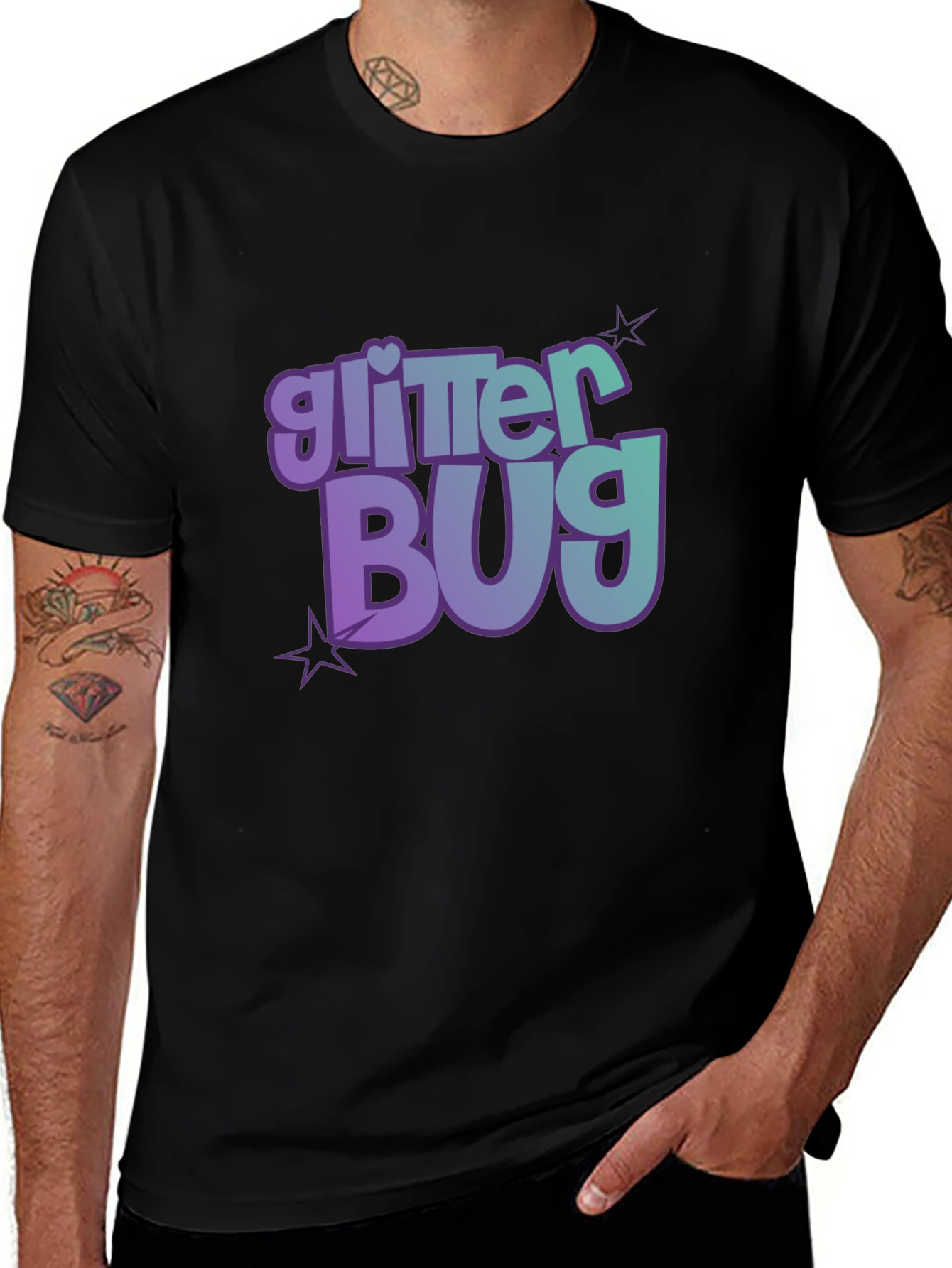 Variant 14 of Glitter Bug Graphic Tee - Fun & Stylish Black T-Shirt