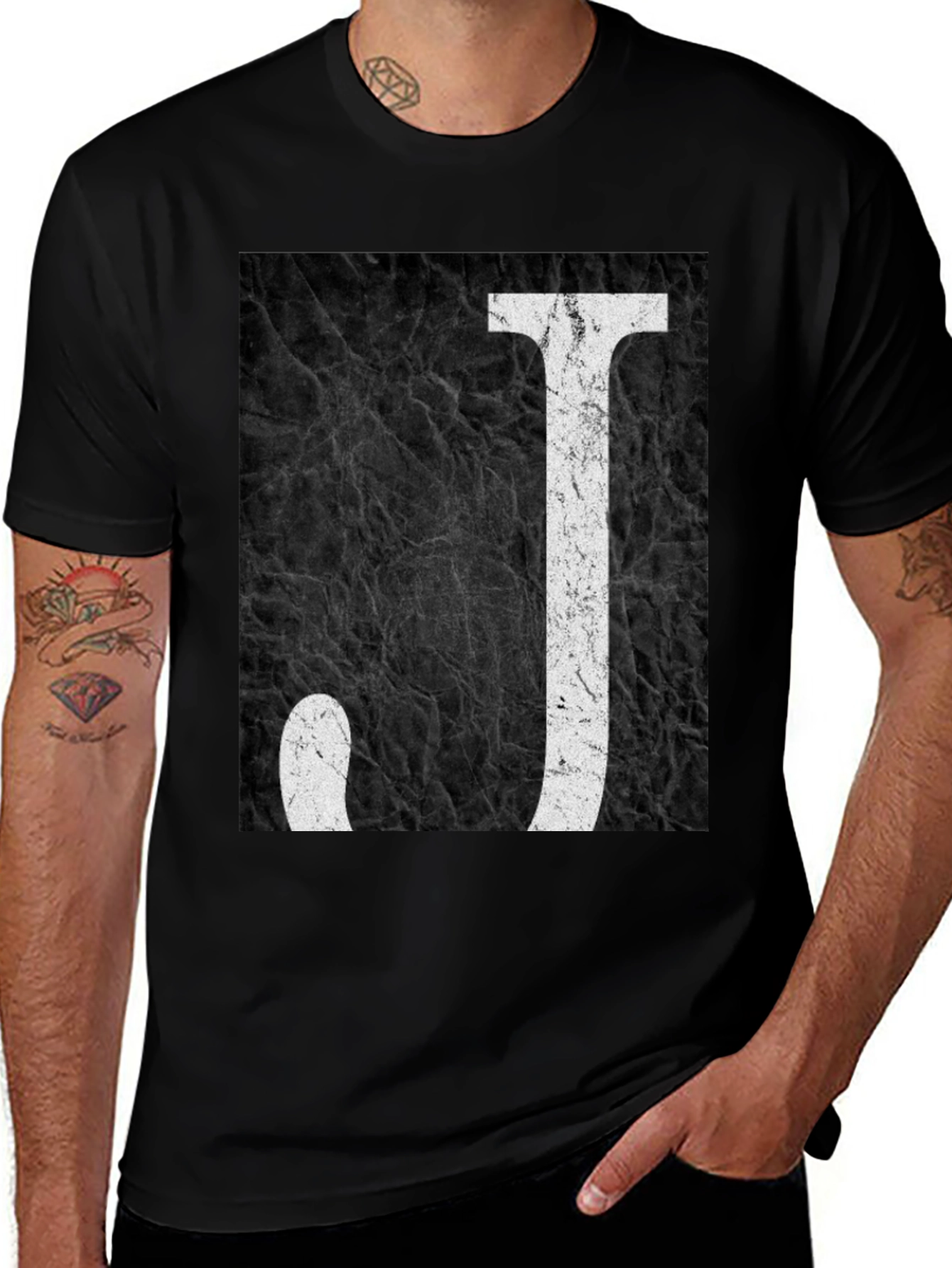 Variant 16 of Letter J Graphic Tee - Black