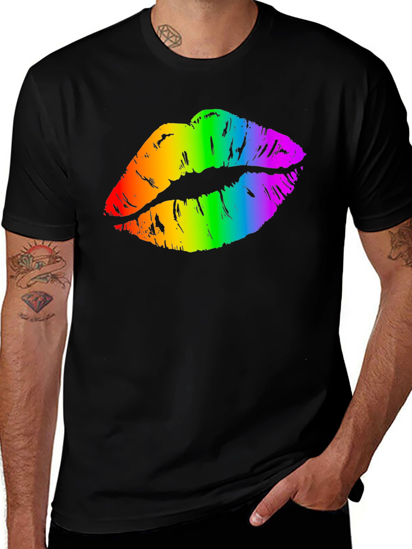 Variant 5 of Rainbow Lips Graphic Tee - Pride Month Shirt