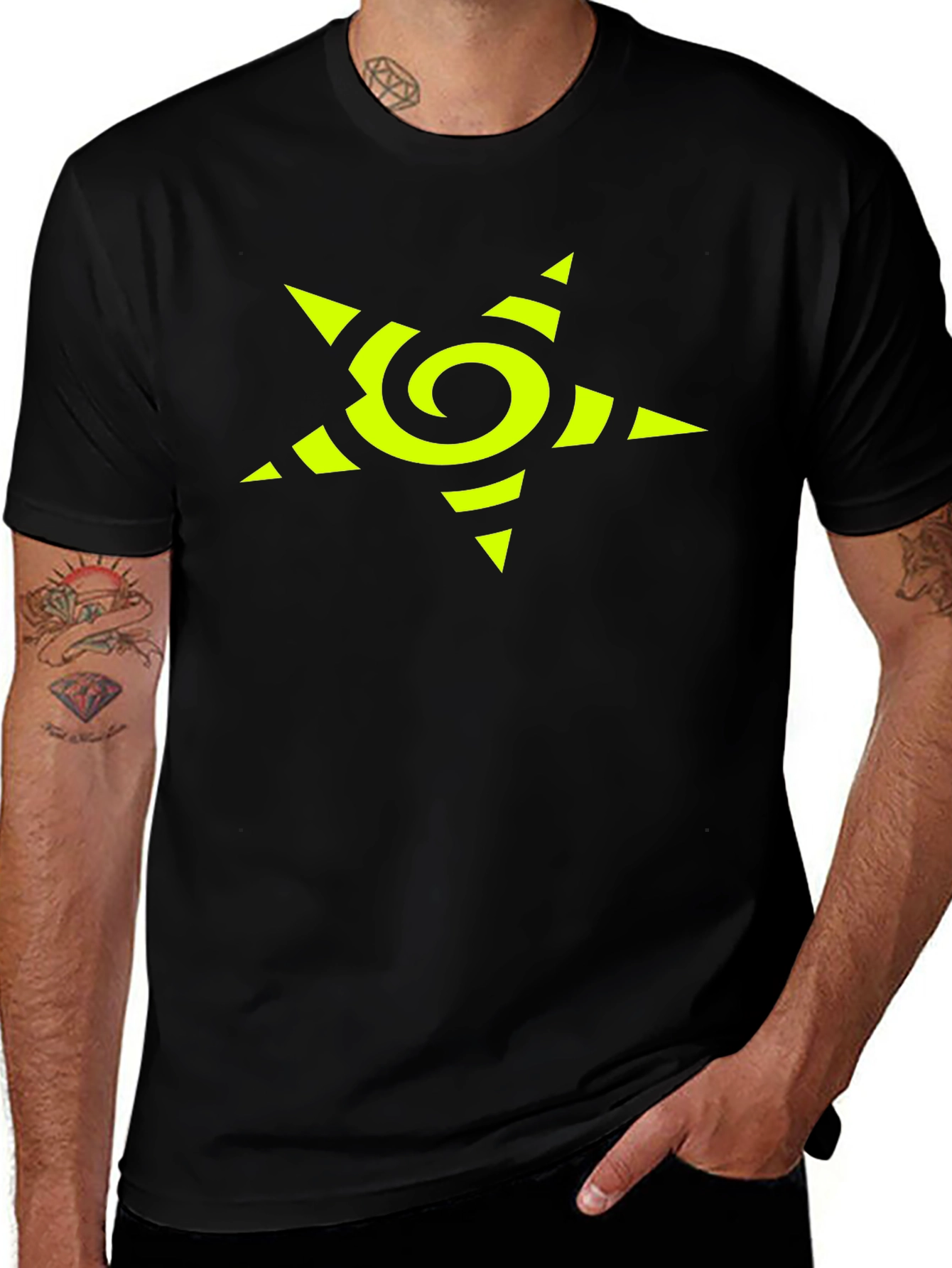 Variant 13 of Neon Star Graphic Black T-Shirt