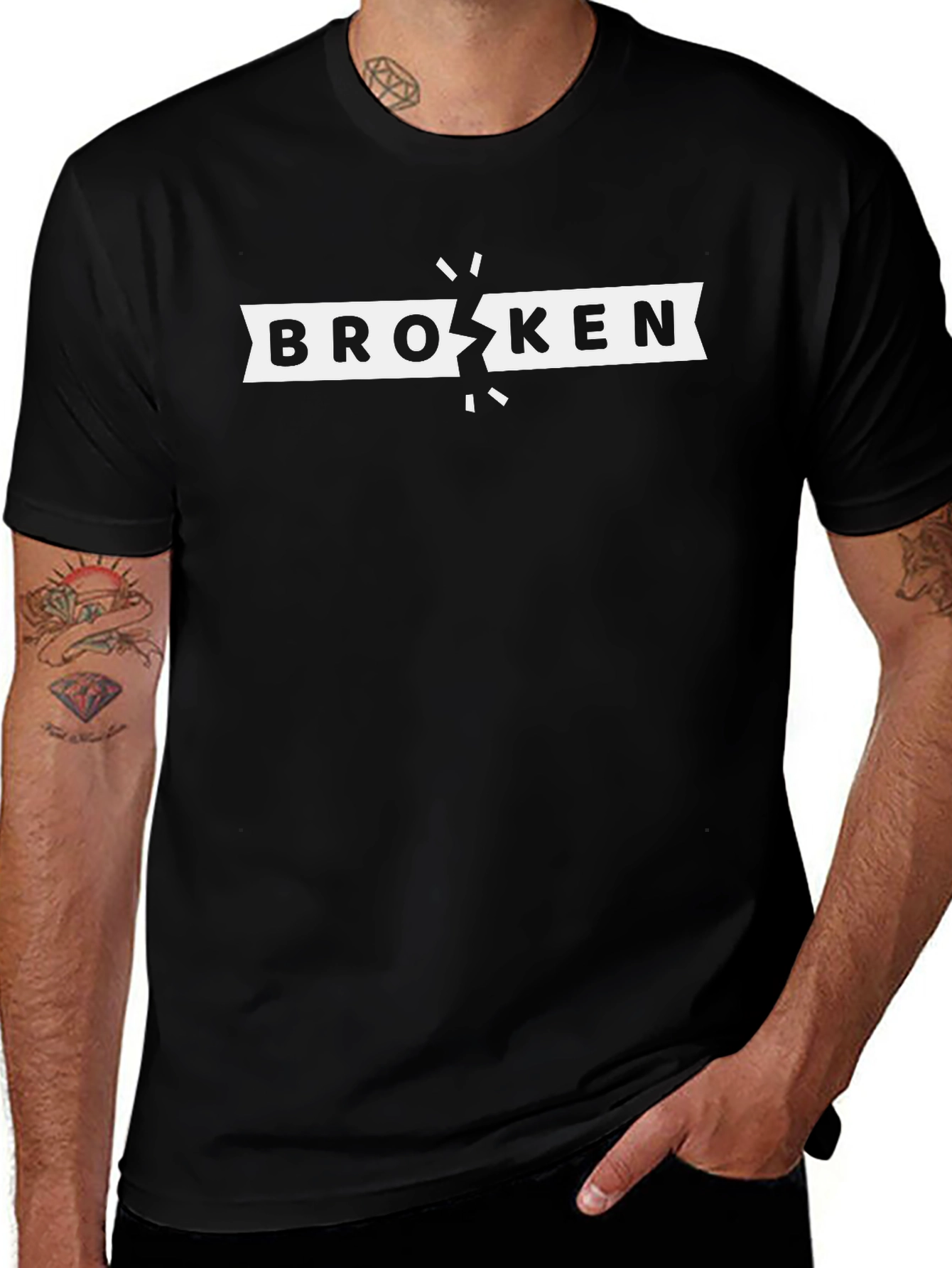 Variant 7 of Broken Graphic Print Men's Black T-Shirt