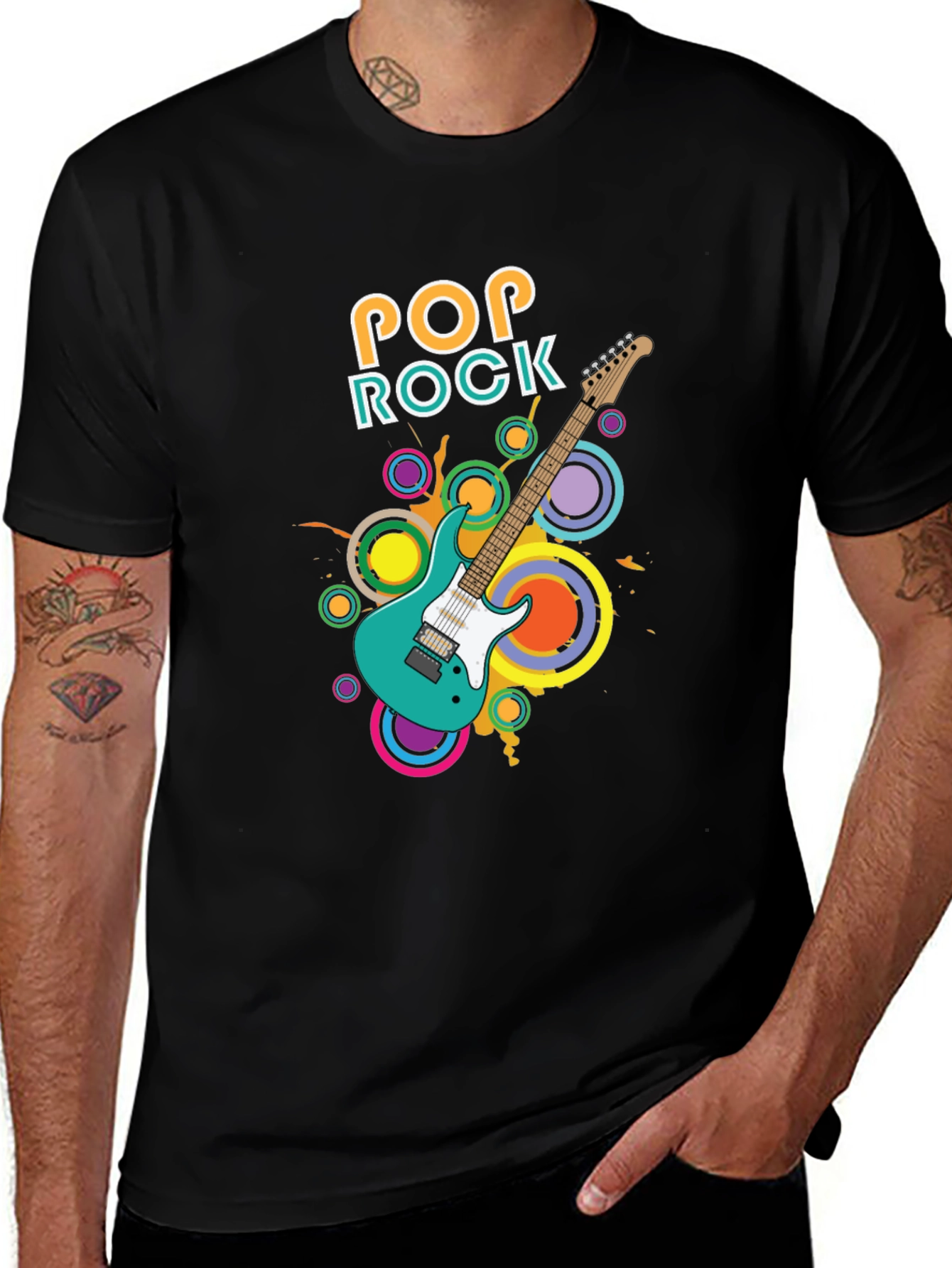 Variant 20 of Pop Rock Guitar Graphic Tee - Retro Style