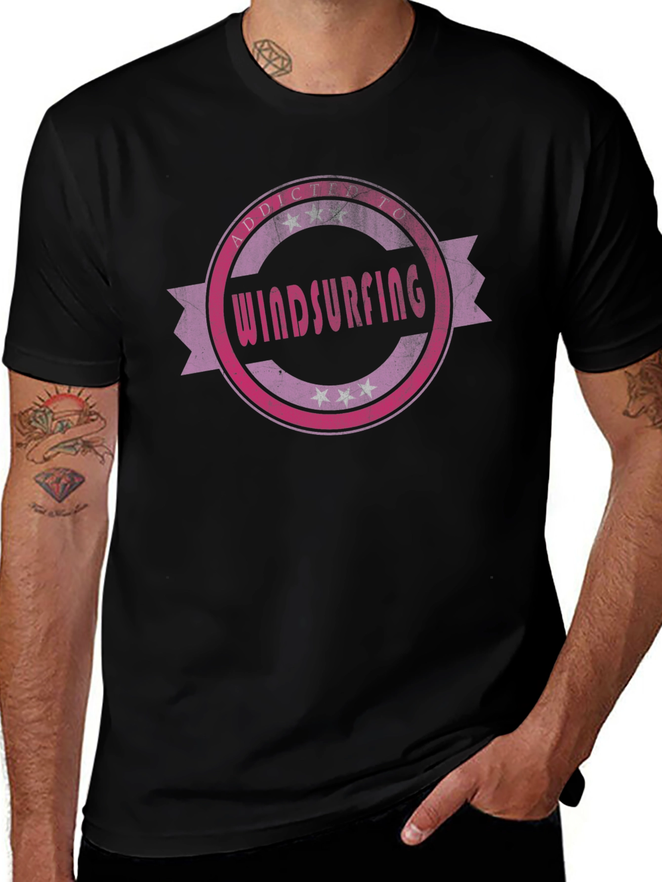 Variant 21 of Addicted To Windsurfing Black T-Shirt
