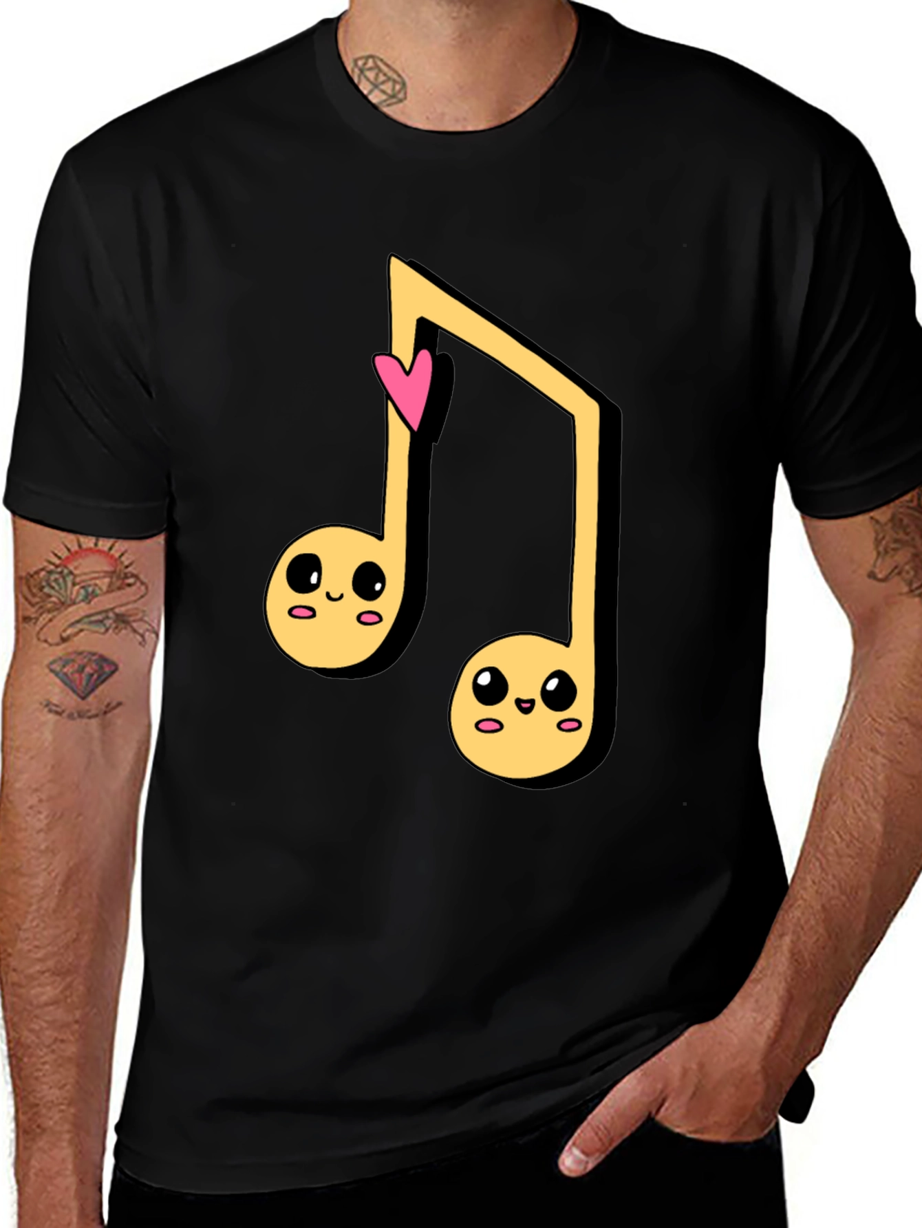 Variant 18 of Cute Musical Note Graphic Tee - Black