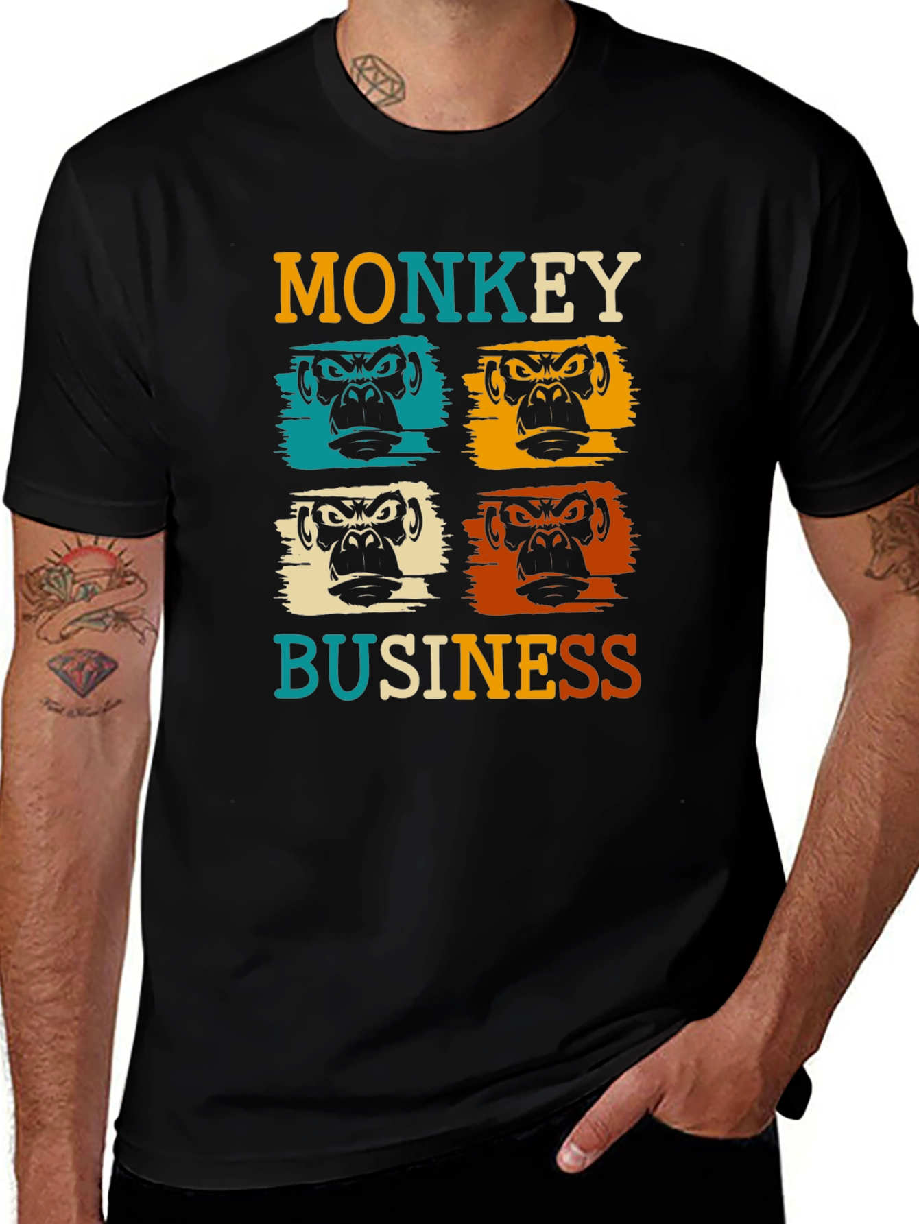Variant 17 of Monkey Business Graphic Tee - Retro Style