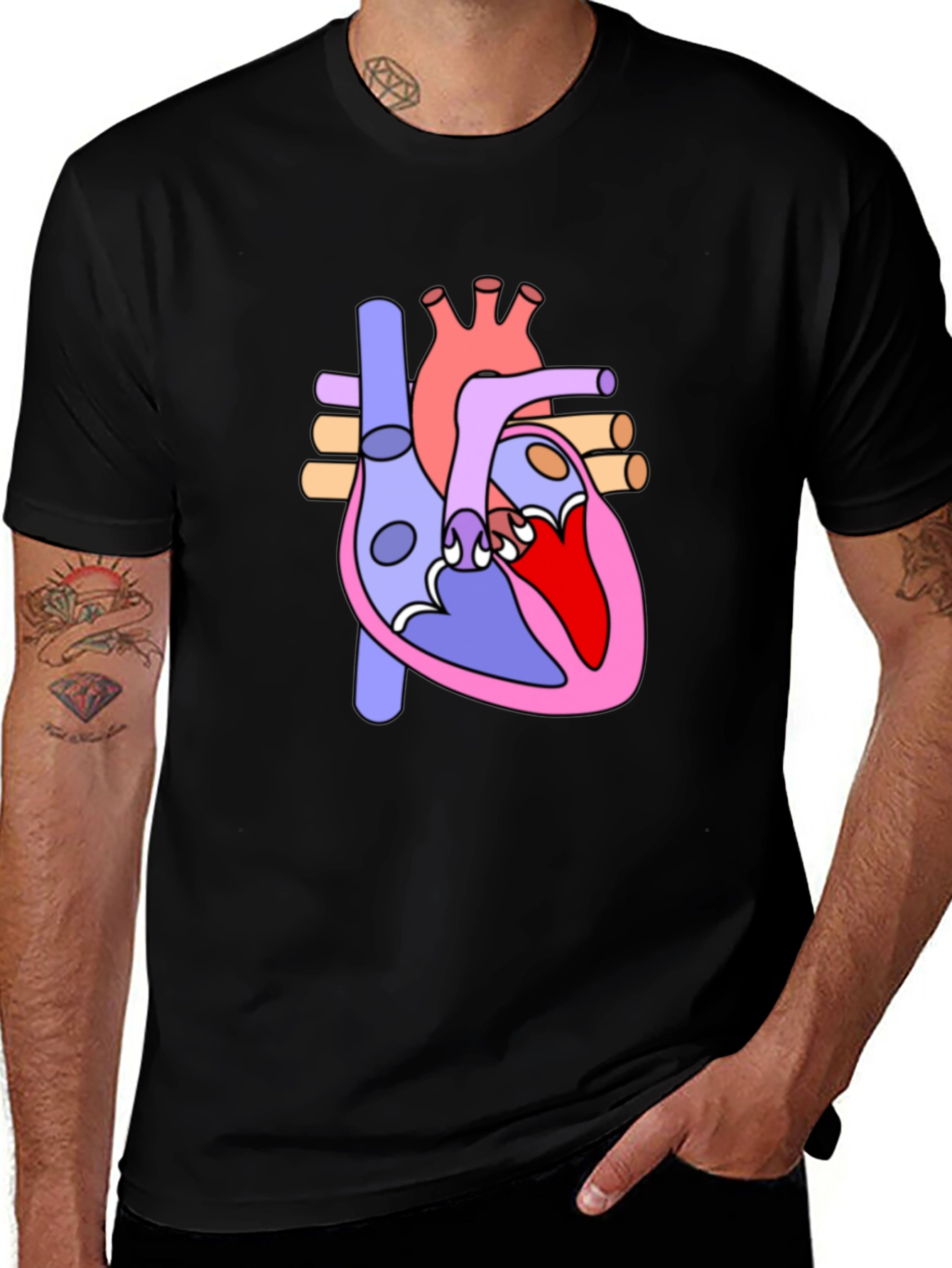Variant 22 of Anatomical Heart Graphic Tee - Black Cotton Blend