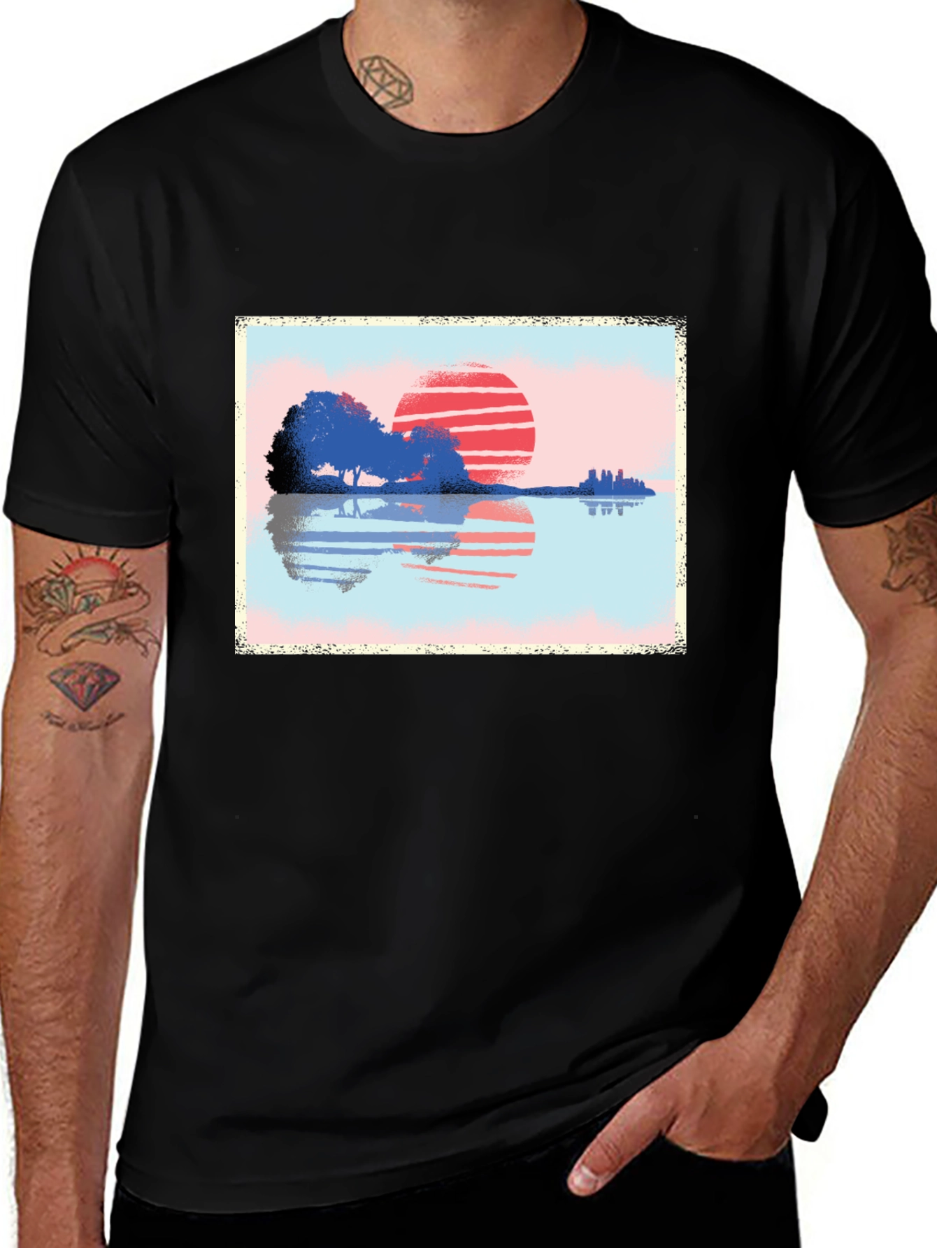 Sunset Reflection Graphic T-Shirt - Nature Inspired Art