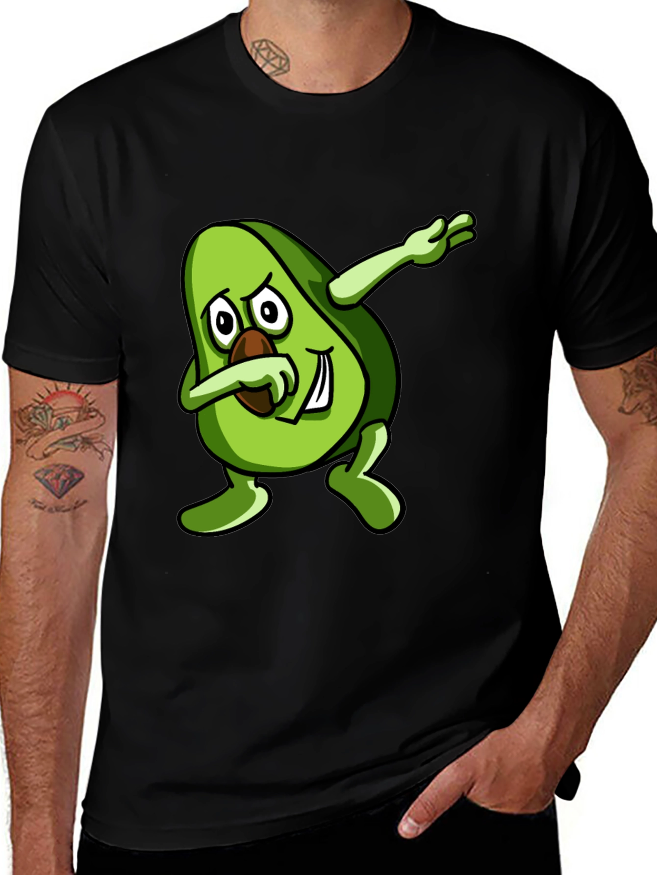 Variant 28 of Dabbing Avocado Black T-Shirt - Trendy Graphic Tee