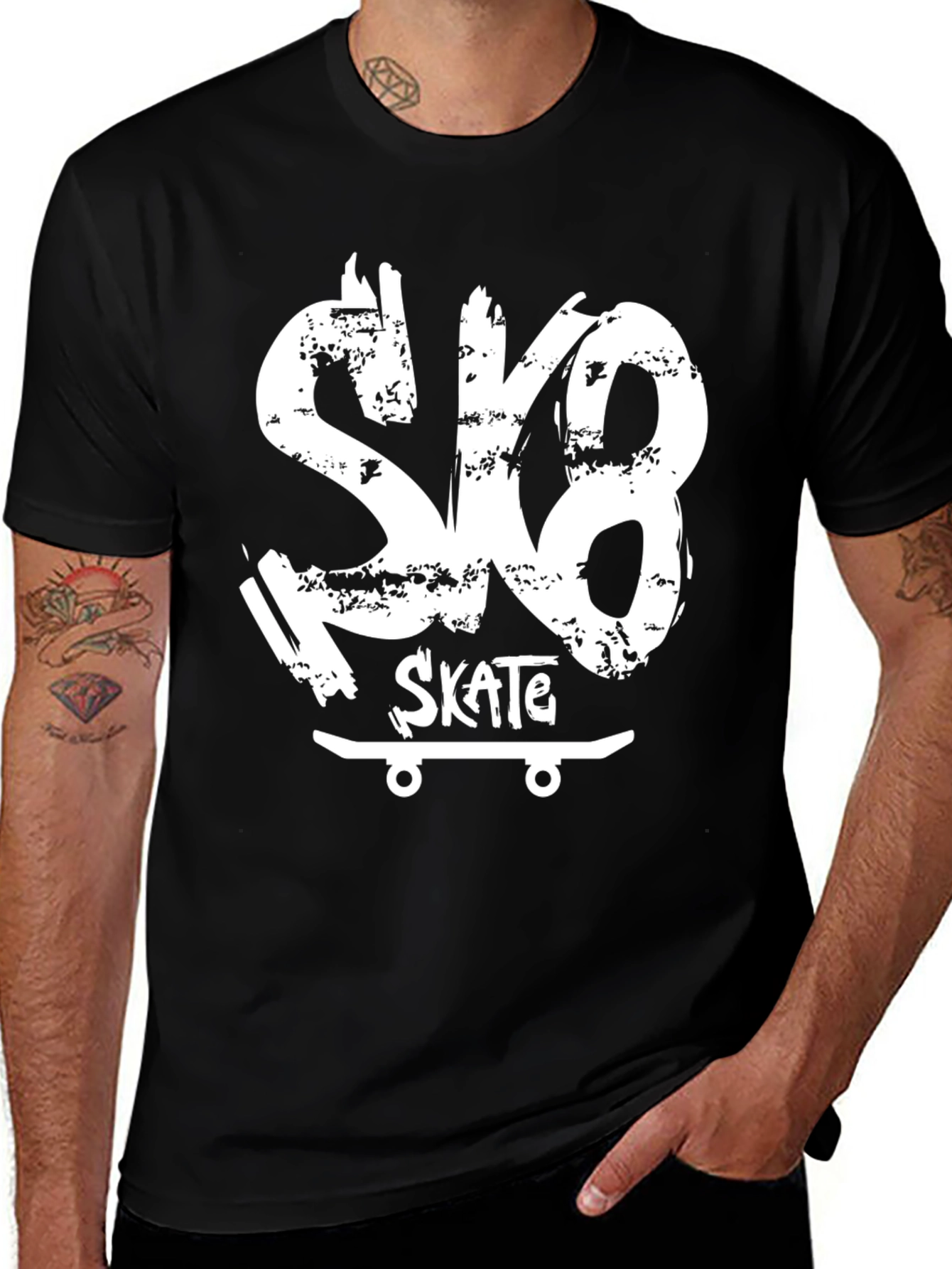 Variant 17 of Sk8 Skate T-Shirt - Black - Skateboarding Tee