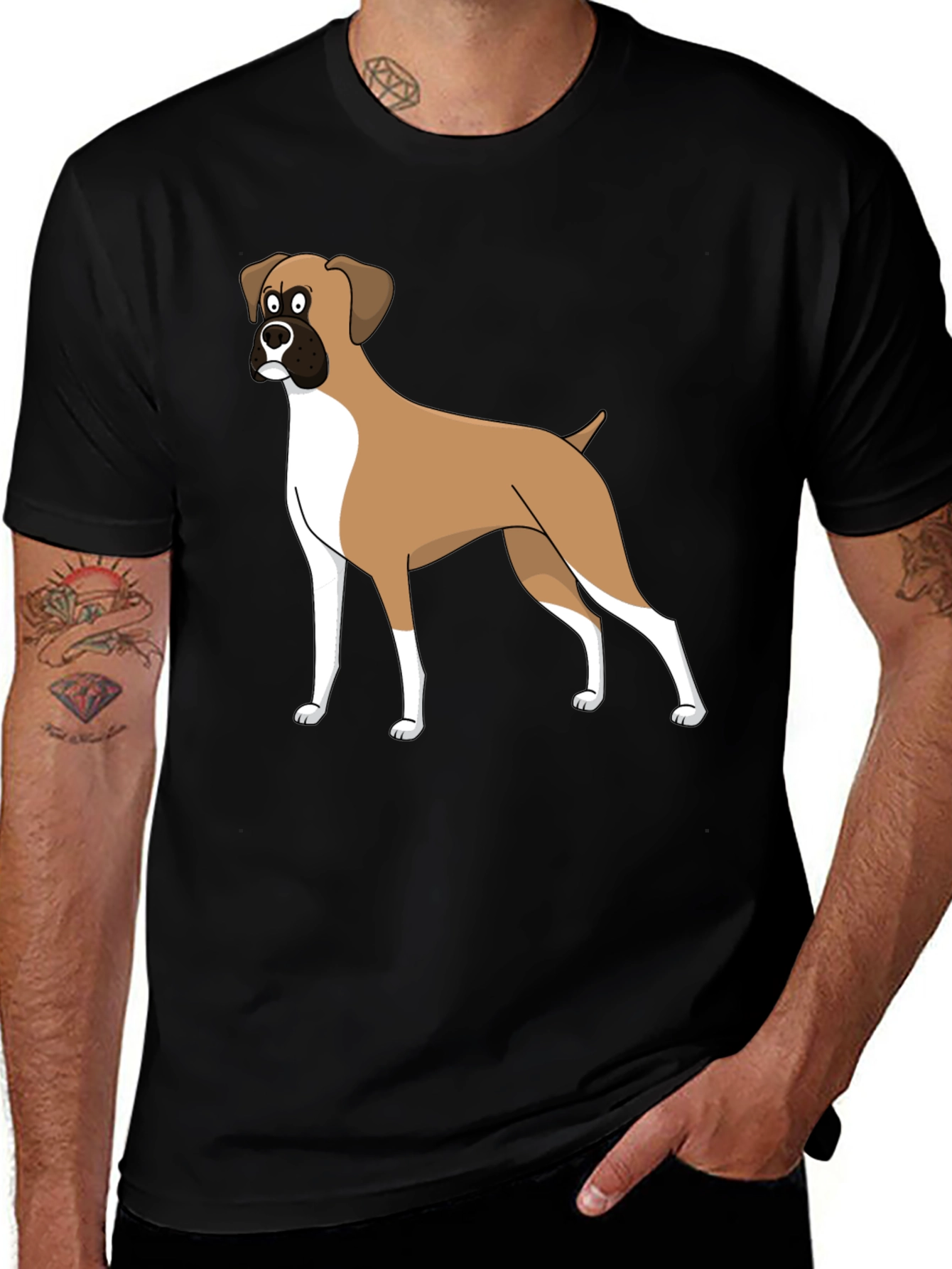 Variant 8 of Cartoon Boxer Dog Graphic Tee