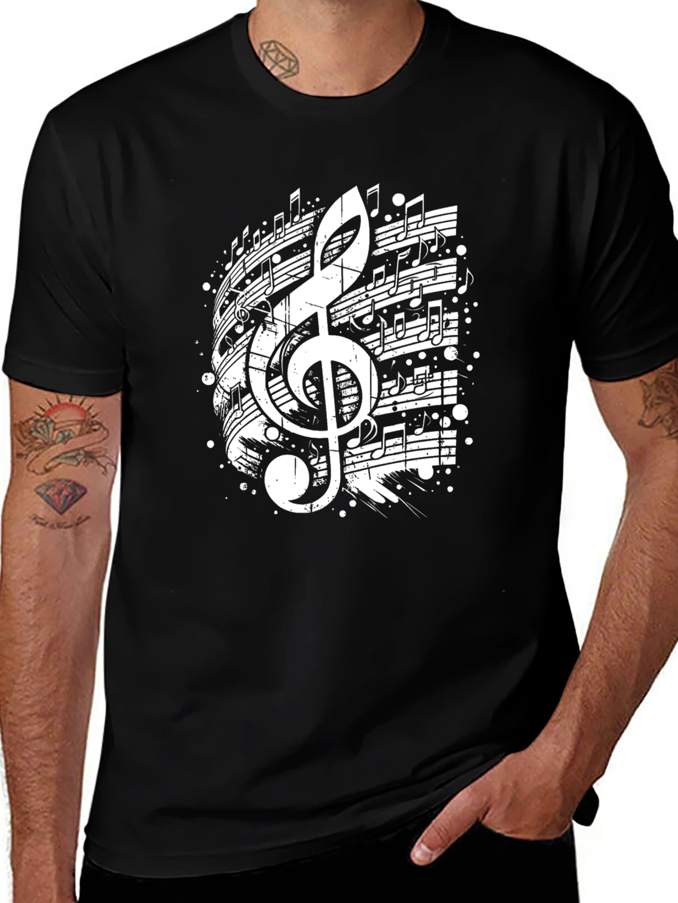Variant 15 of Music Notes Treble Clef Graphic Tee