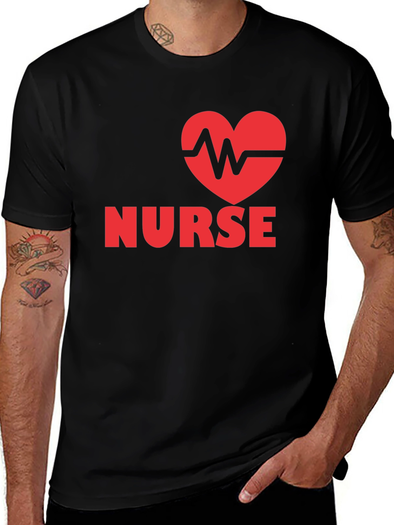 Variant 27 of Nurse Heartbeat Graphic Tee - Black
