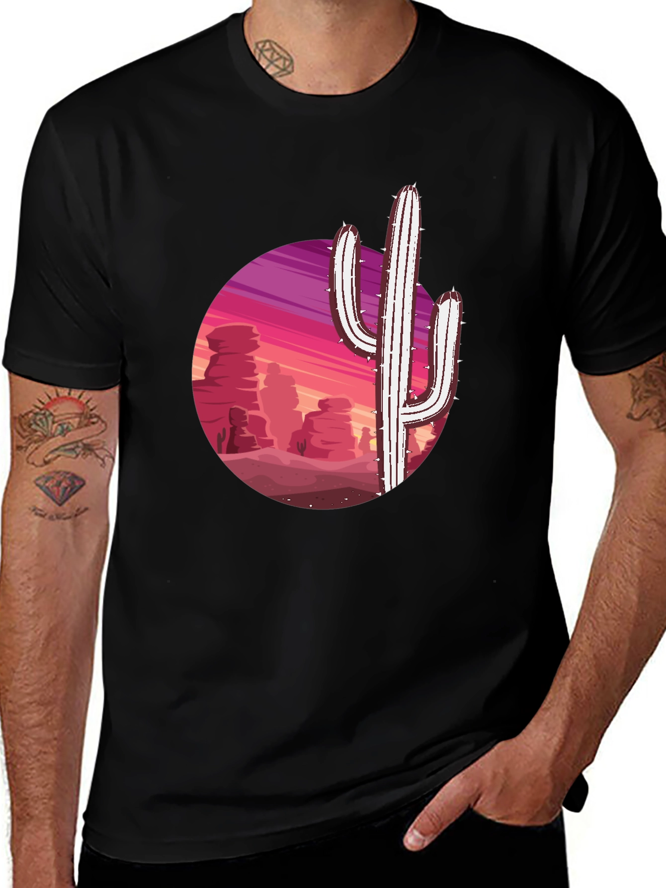 Desert Cactus Graphic Tee - Sunset Scene