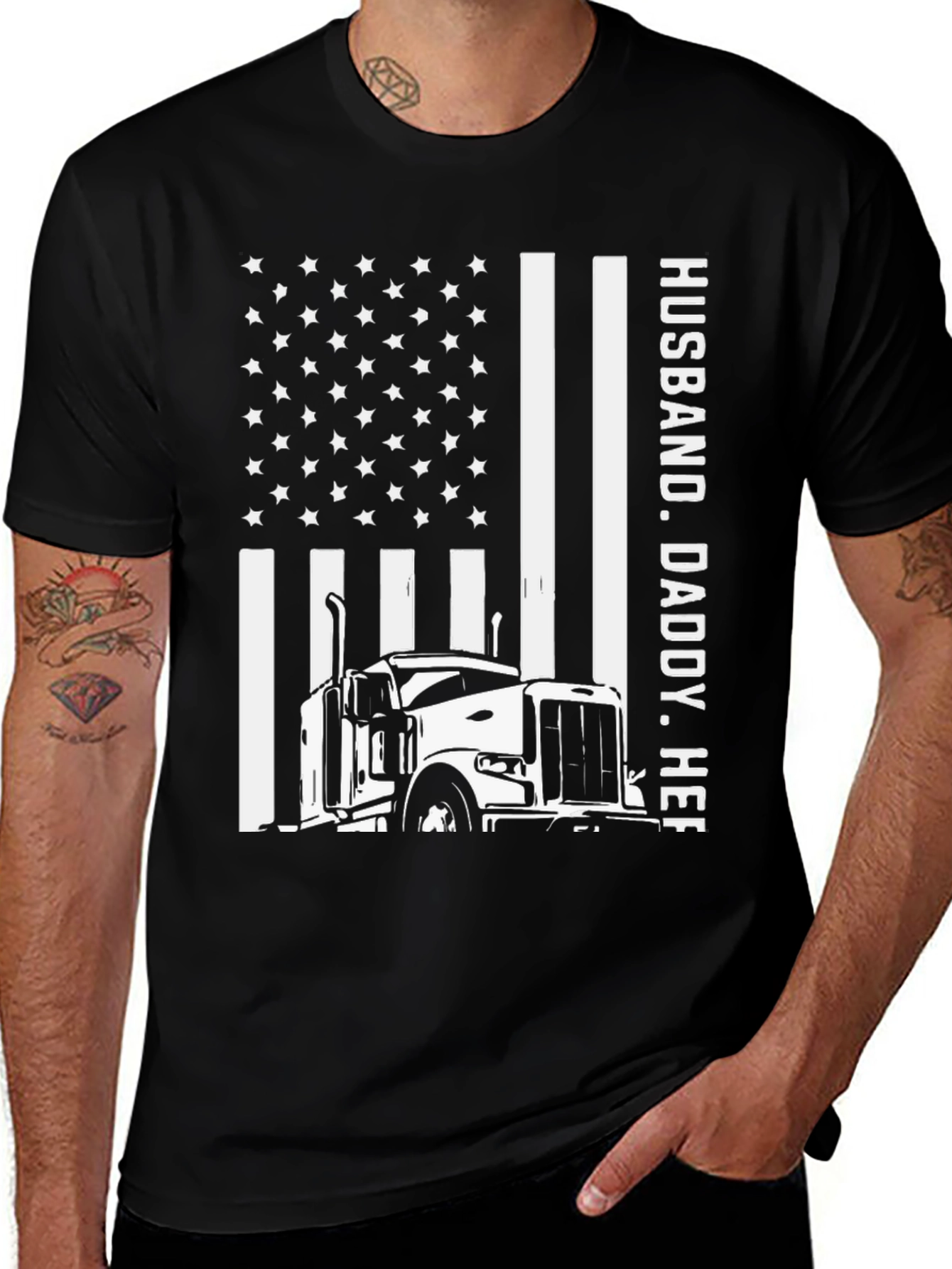 Husband Daddy Hero Trucker T-Shirt