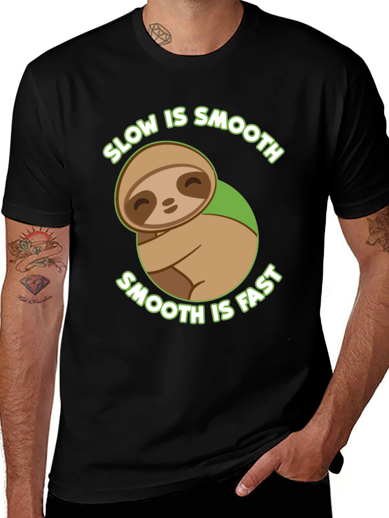 Variant 5 of Slow is Smooth Sloth Graphic T-Shirt