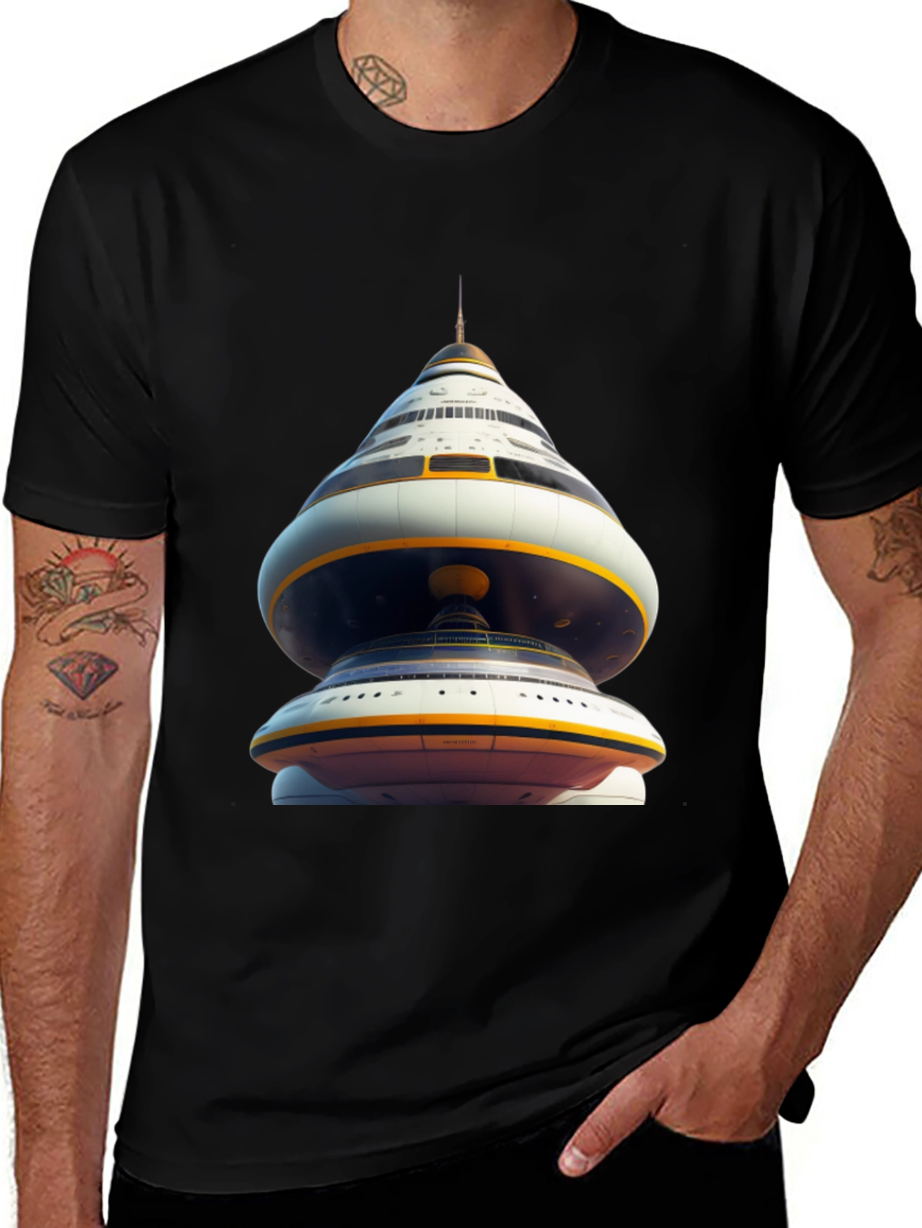 Variant 20 of Retro Futuristic Spaceship T-Shirt - Sci-Fi Style