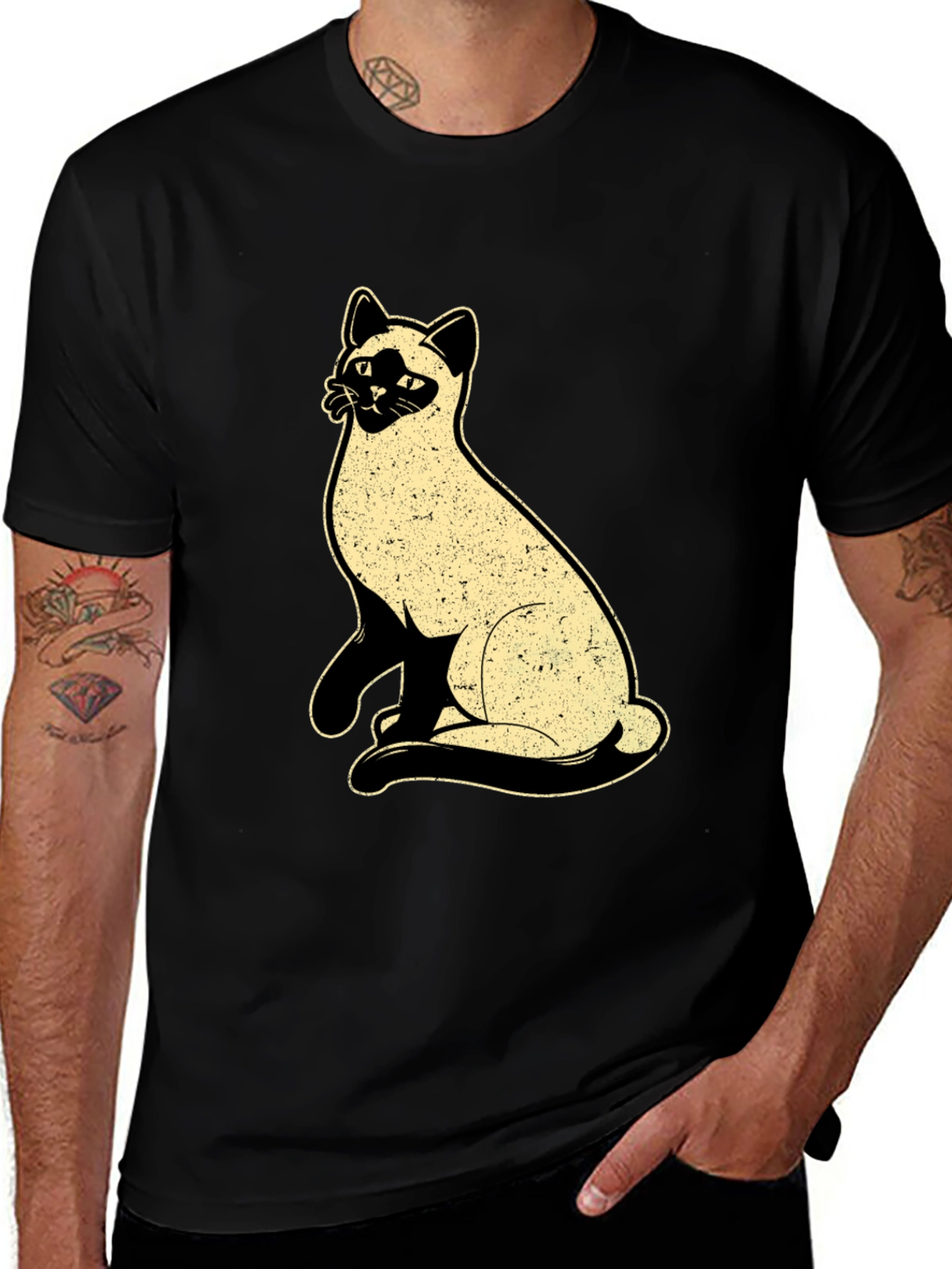 Variant 5 of Siamese Cat Graphic Tee - Unisex Black T-Shirt