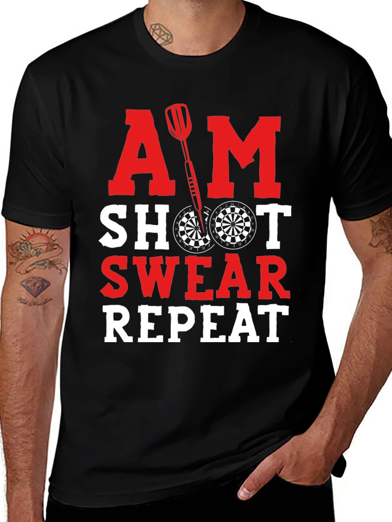 Variant 10 of Aim Shoot Swear Repeat Dart T-Shirt