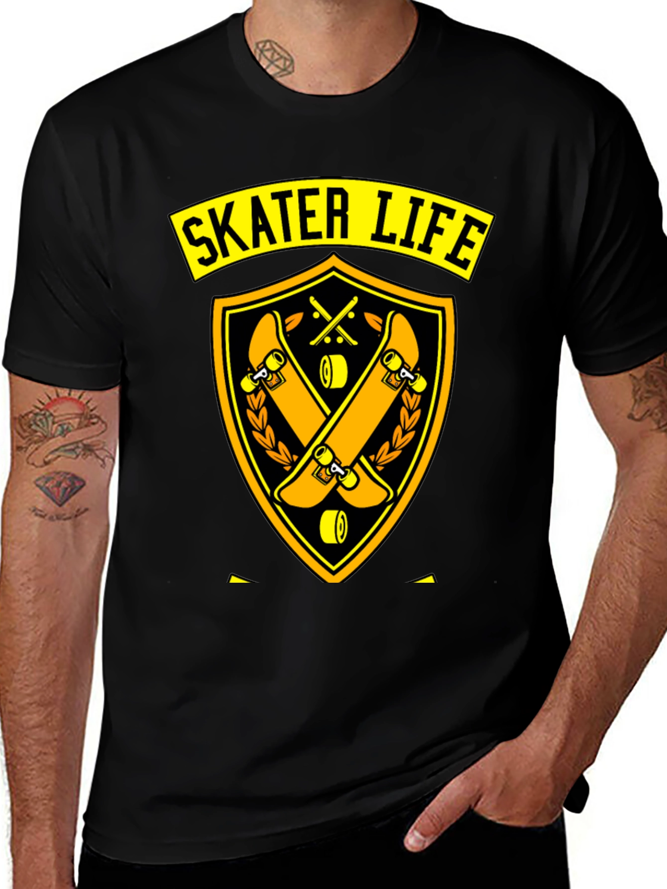 Variant 23 of Skater Life Graphic Tee - Black Cotton Blend
