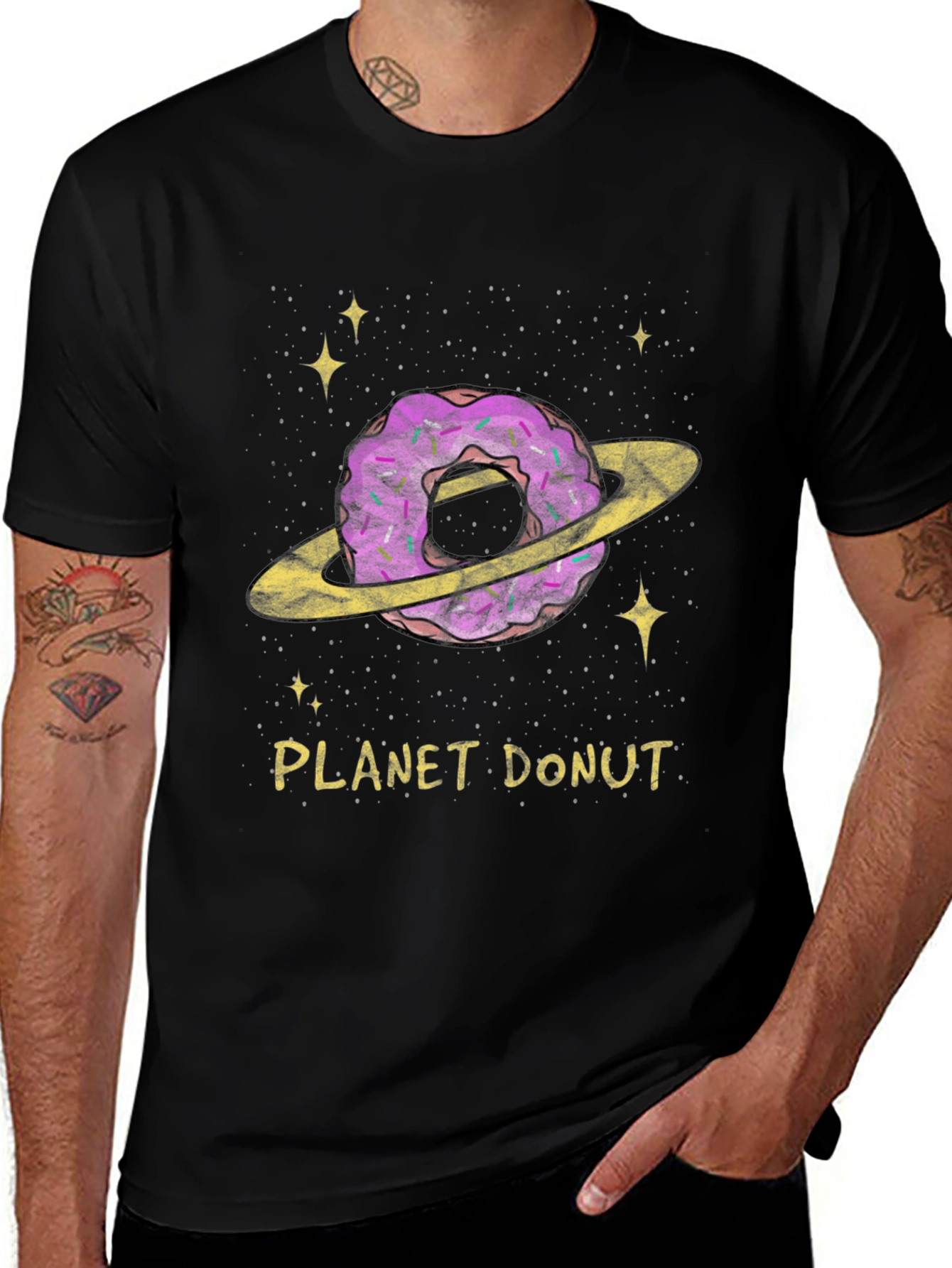 Black Planet Donut Graphic T-Shirt main image