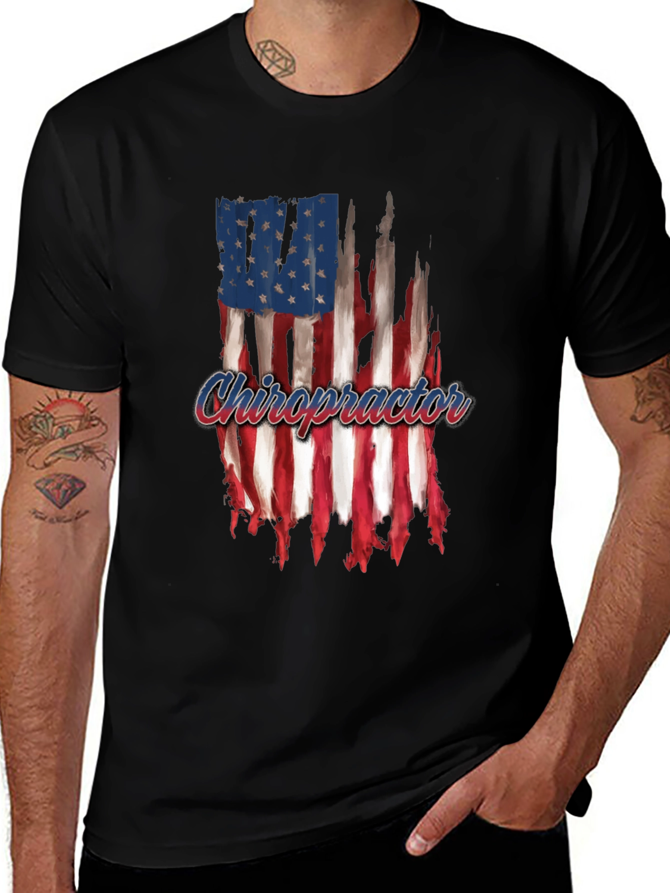 Chiropractor Patriotic USA Flag T-Shirt