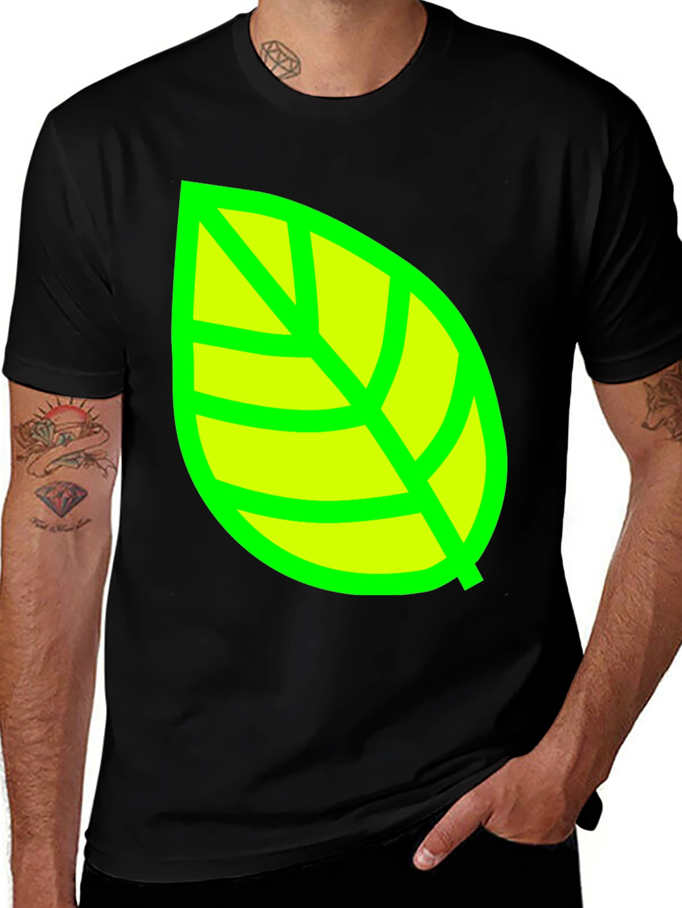 Variant 14 of Green Leaf Graphic T-Shirt - Casual Cotton Tee