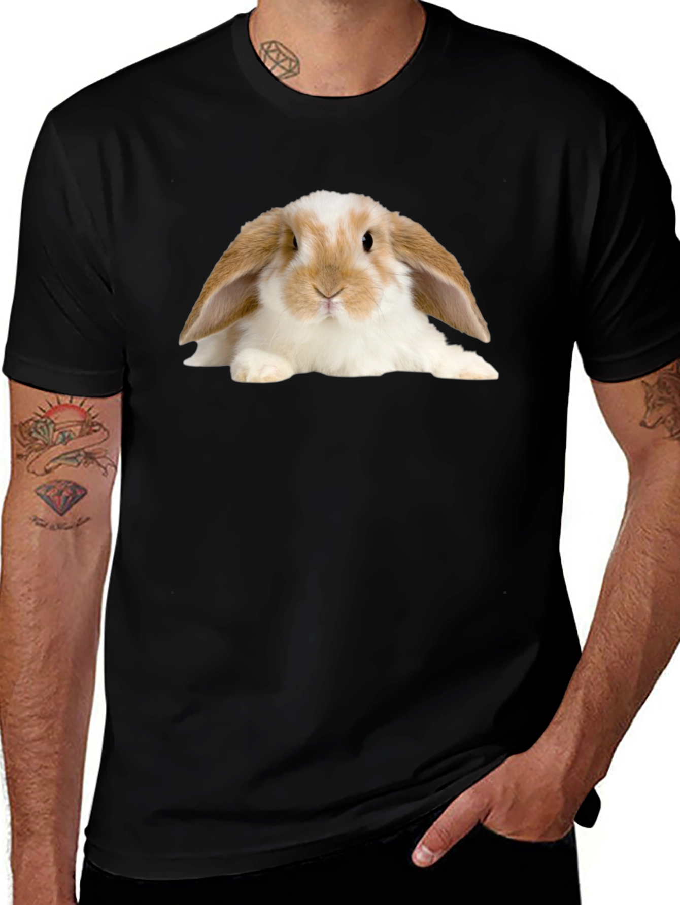 Variant 11 of Bunny Pocket Print Black Tee