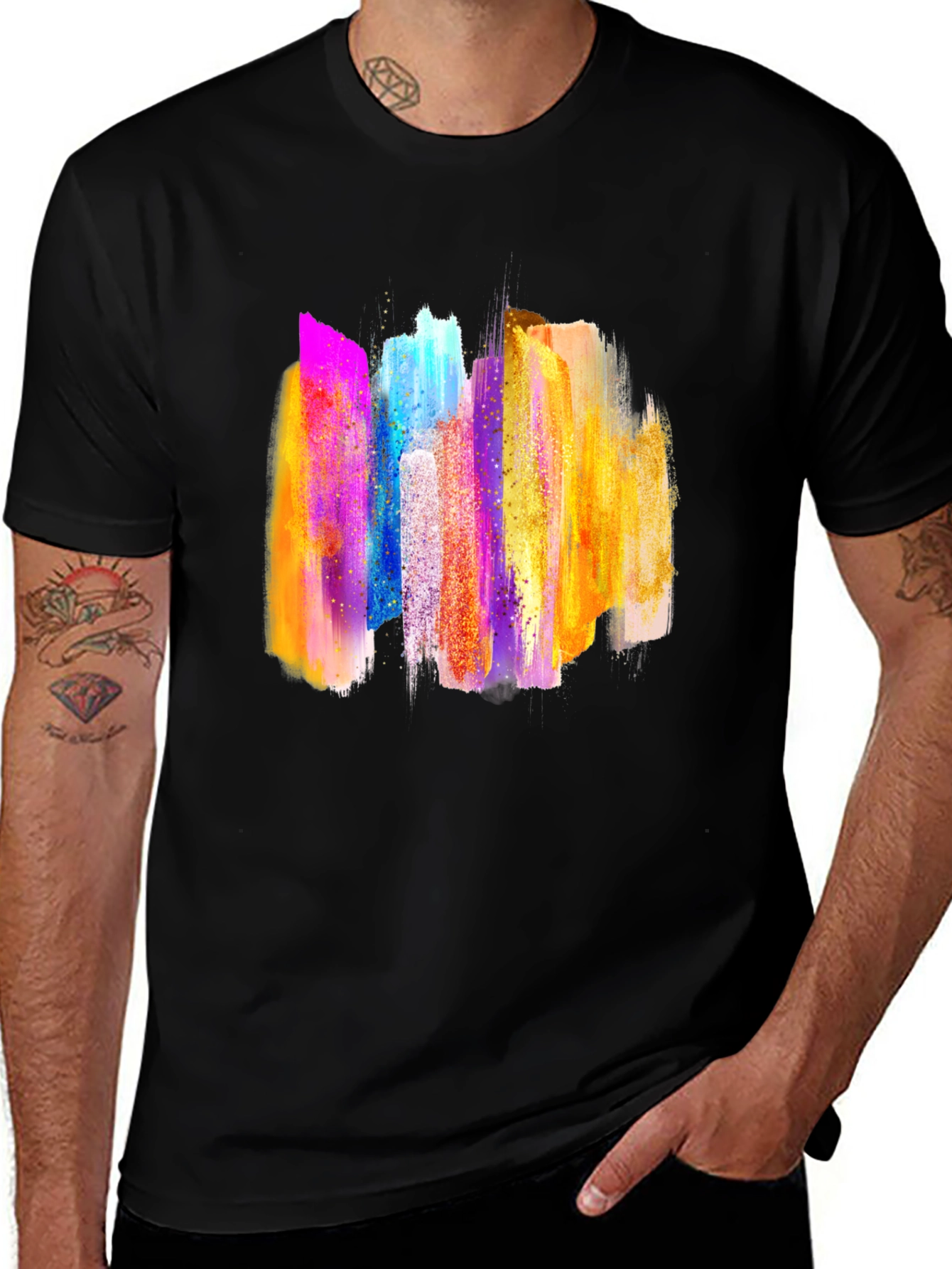 Variant 4 of Abstract Paint Stroke Men's Black T-Shirt
