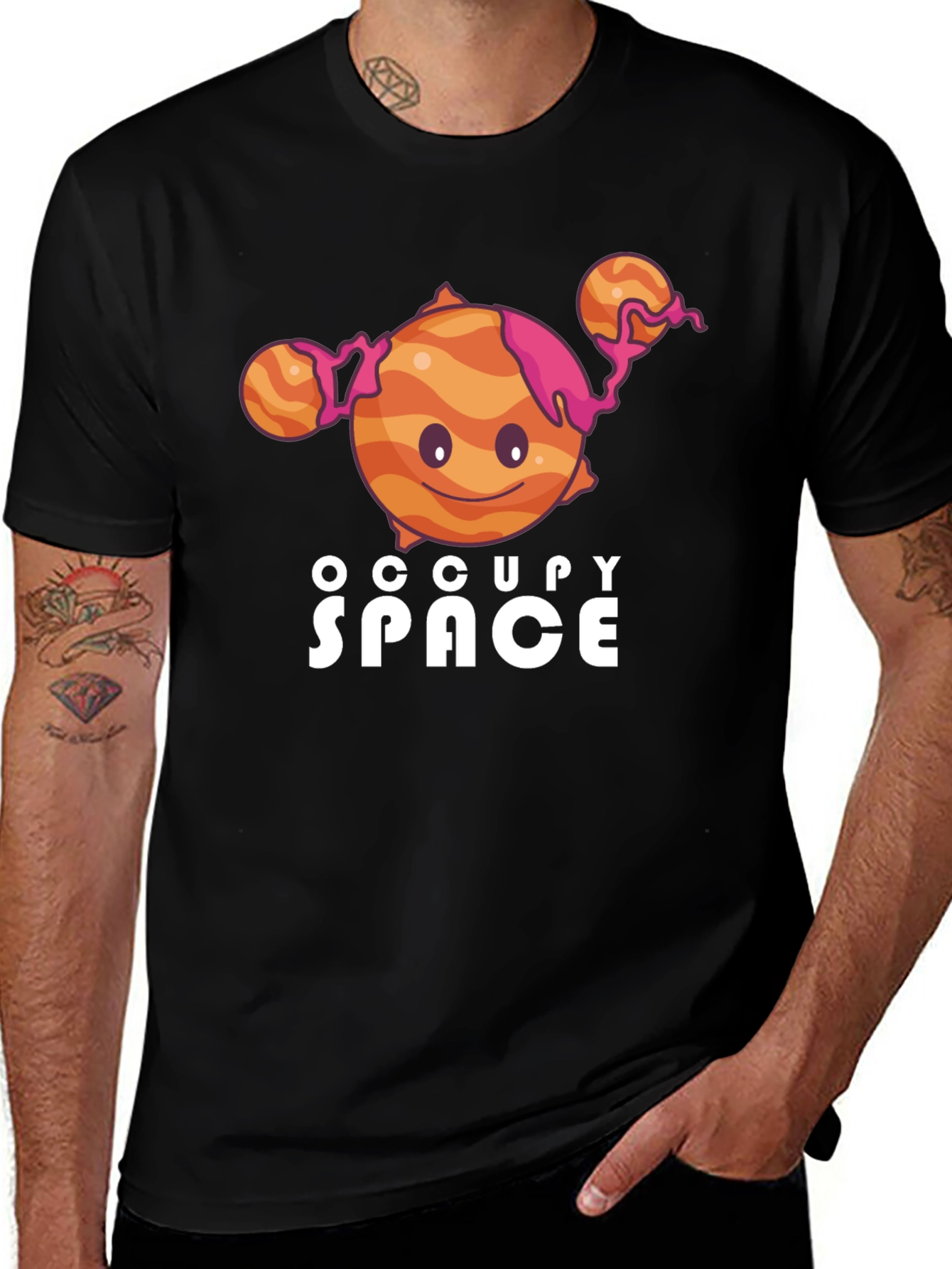 Variant 14 of Occupy Space Graphic Black T-Shirt