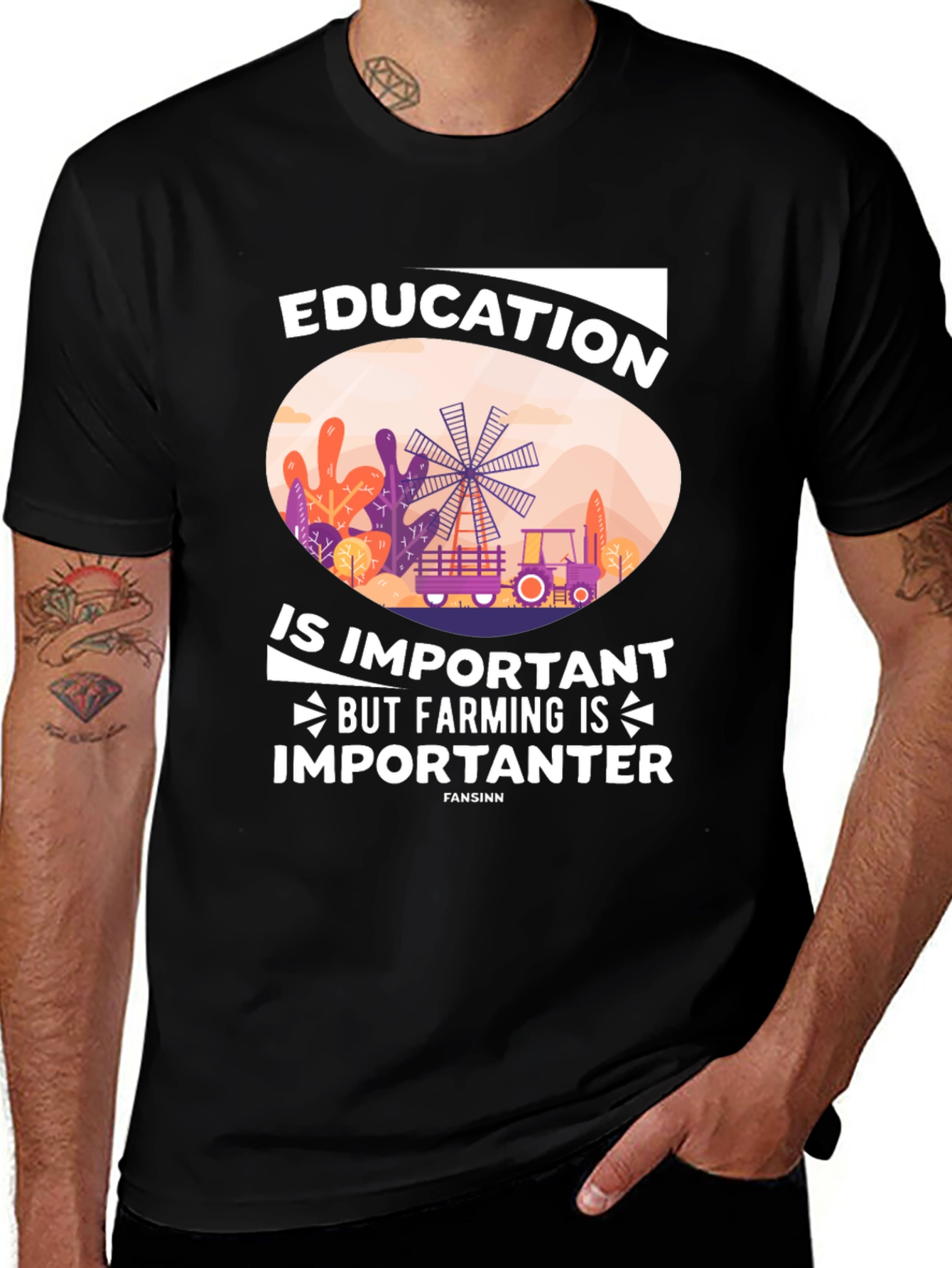 Variant 28 of Education vs. Farming Graphic Tee