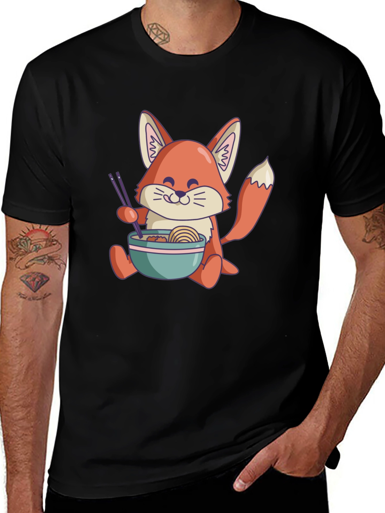 Variant 3 of Fox Ramen T-Shirt - Cute Cartoon Graphic Tee