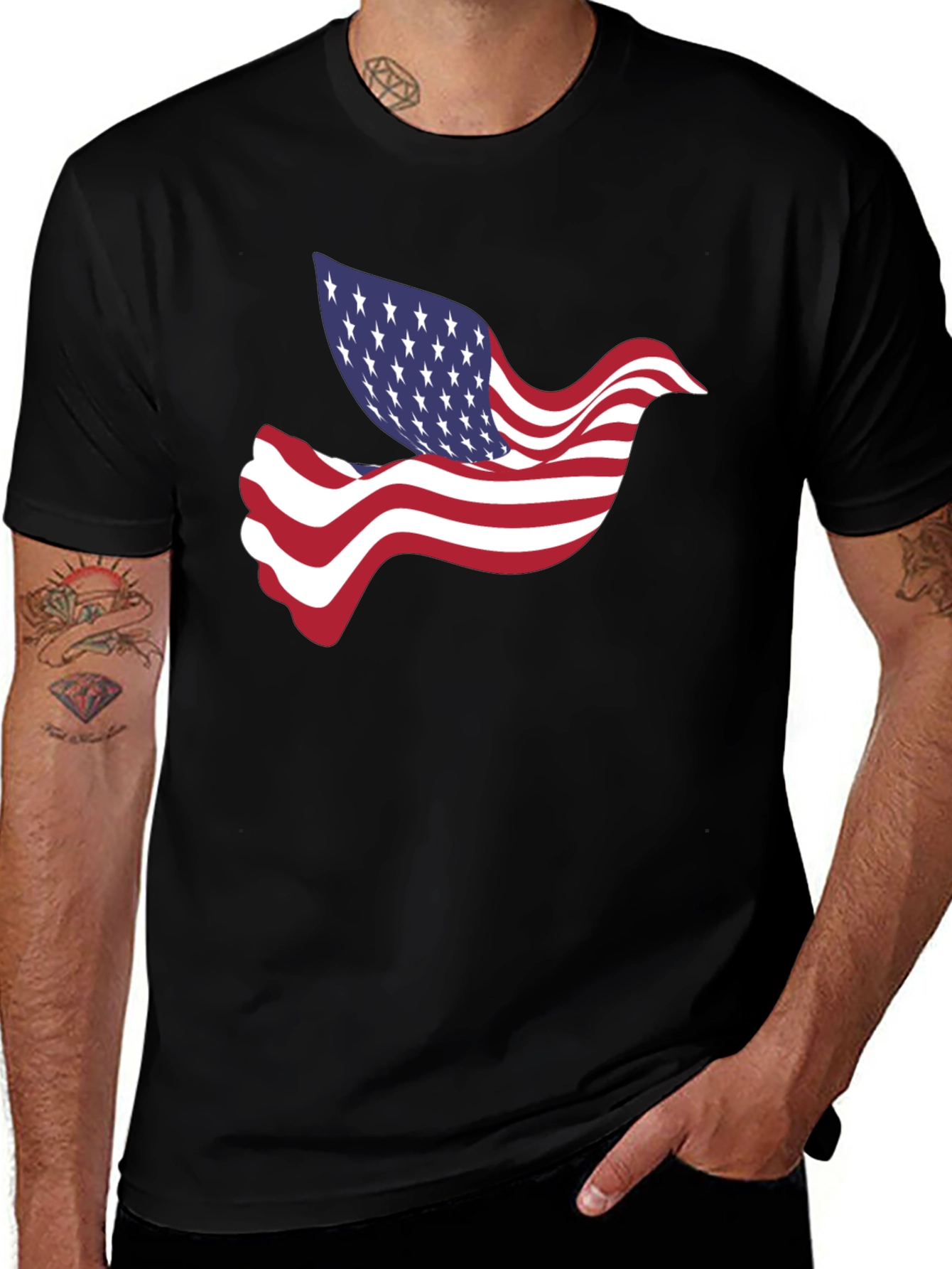 Variant 4 of American Flag Dove Graphic T-Shirt