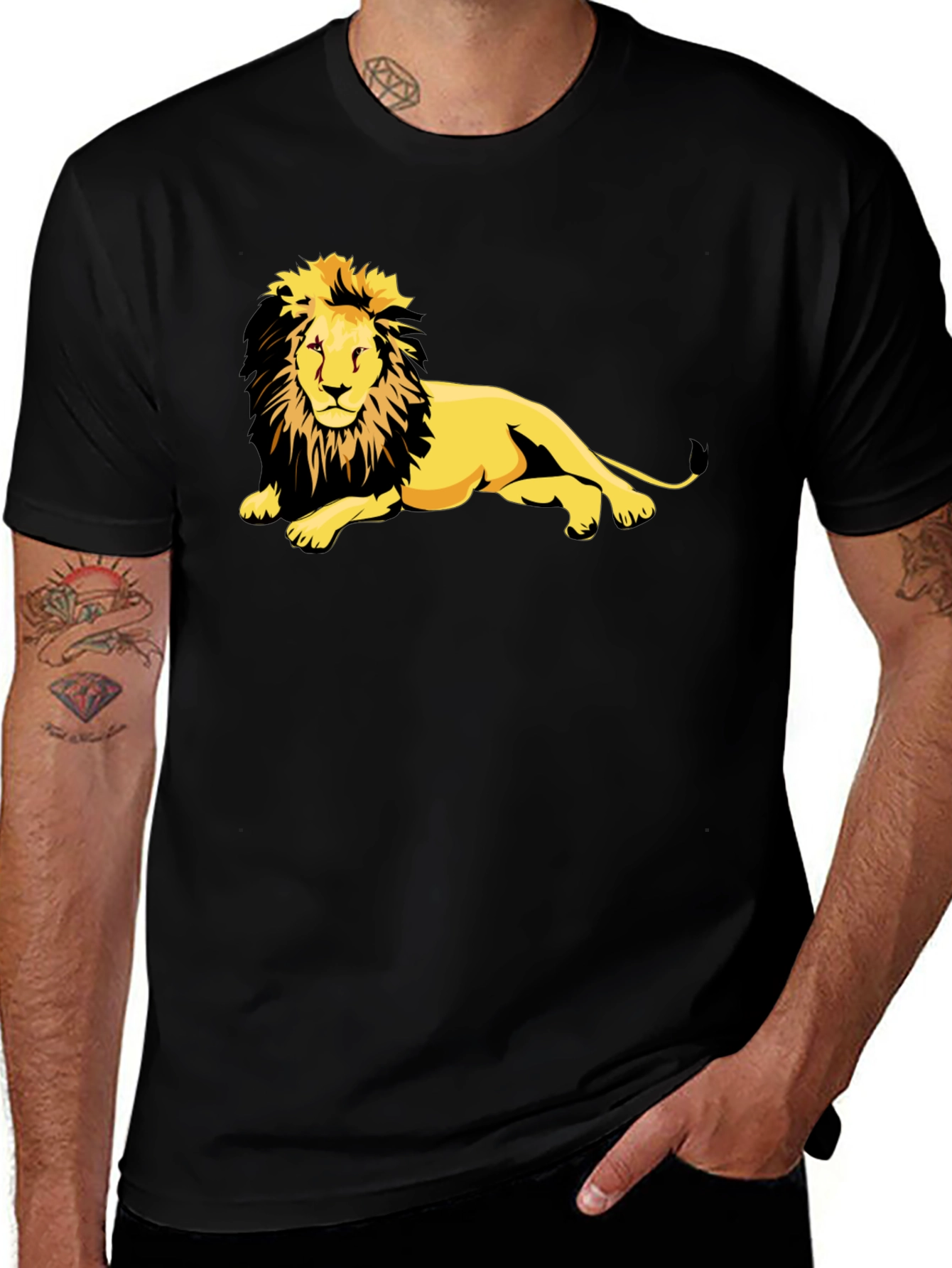 Variant 27 of Lion Graphic Black T-Shirt