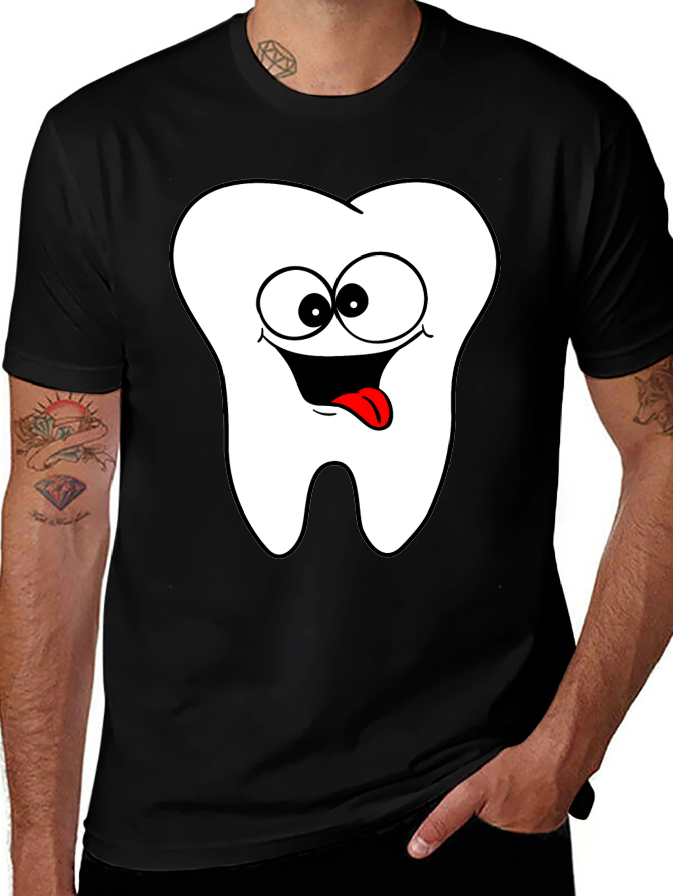 Variant 18 of Funny Tooth Graphic T-Shirt - Black Cotton Tee