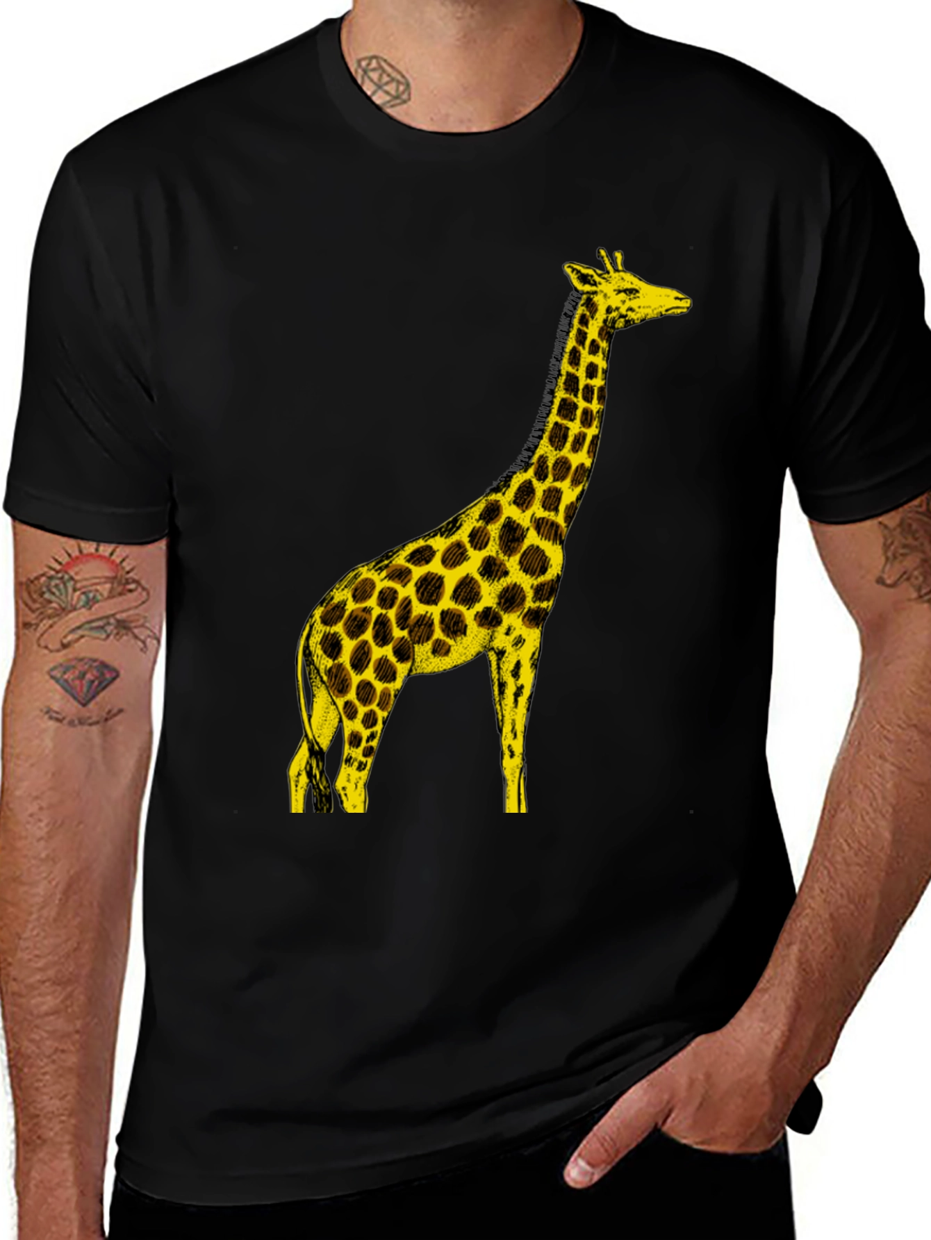 Giraffe Graphic Print Crew Neck T-Shirt