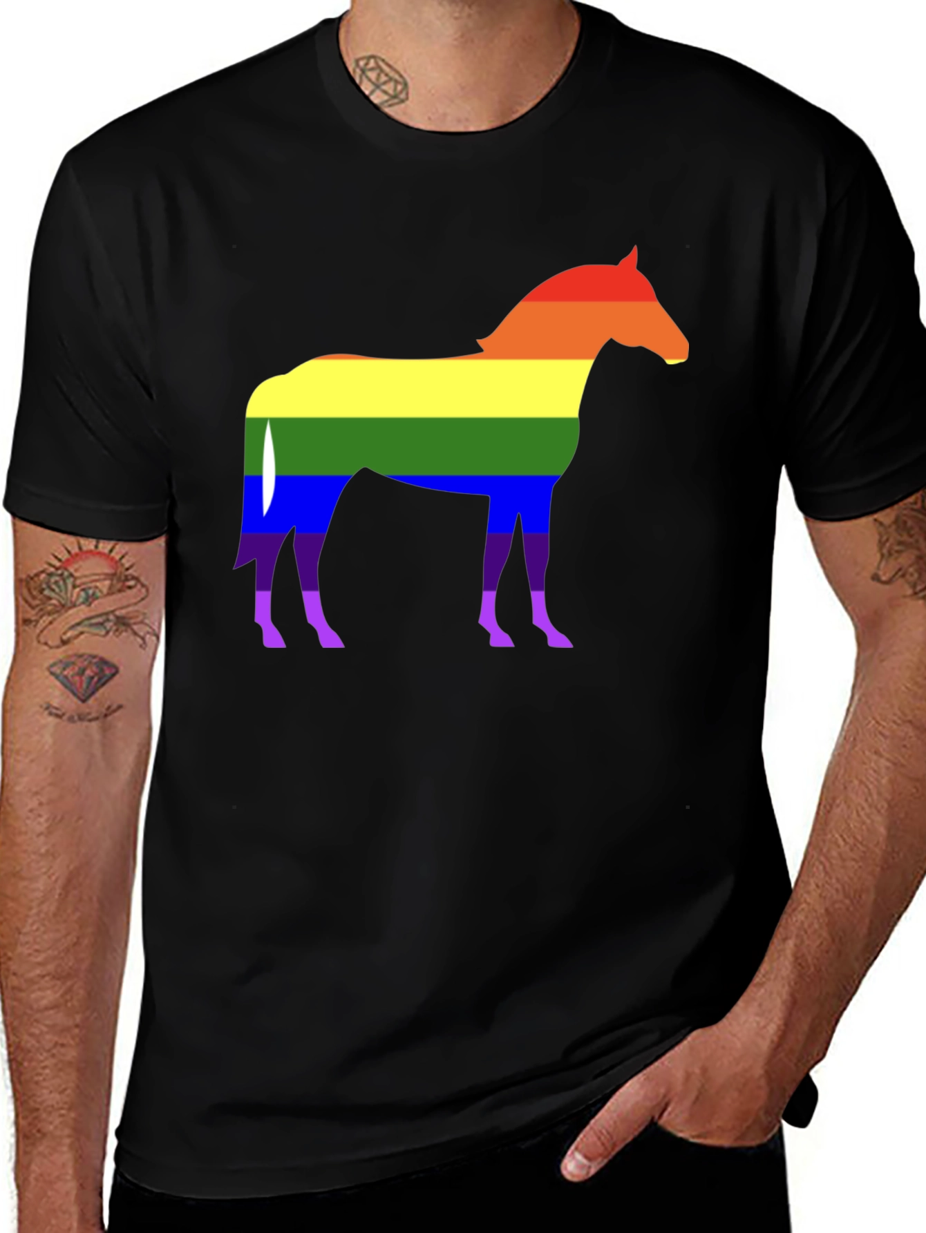 Variant 11 of Pride Horse Graphic T-Shirt - Stylish Rainbow Design