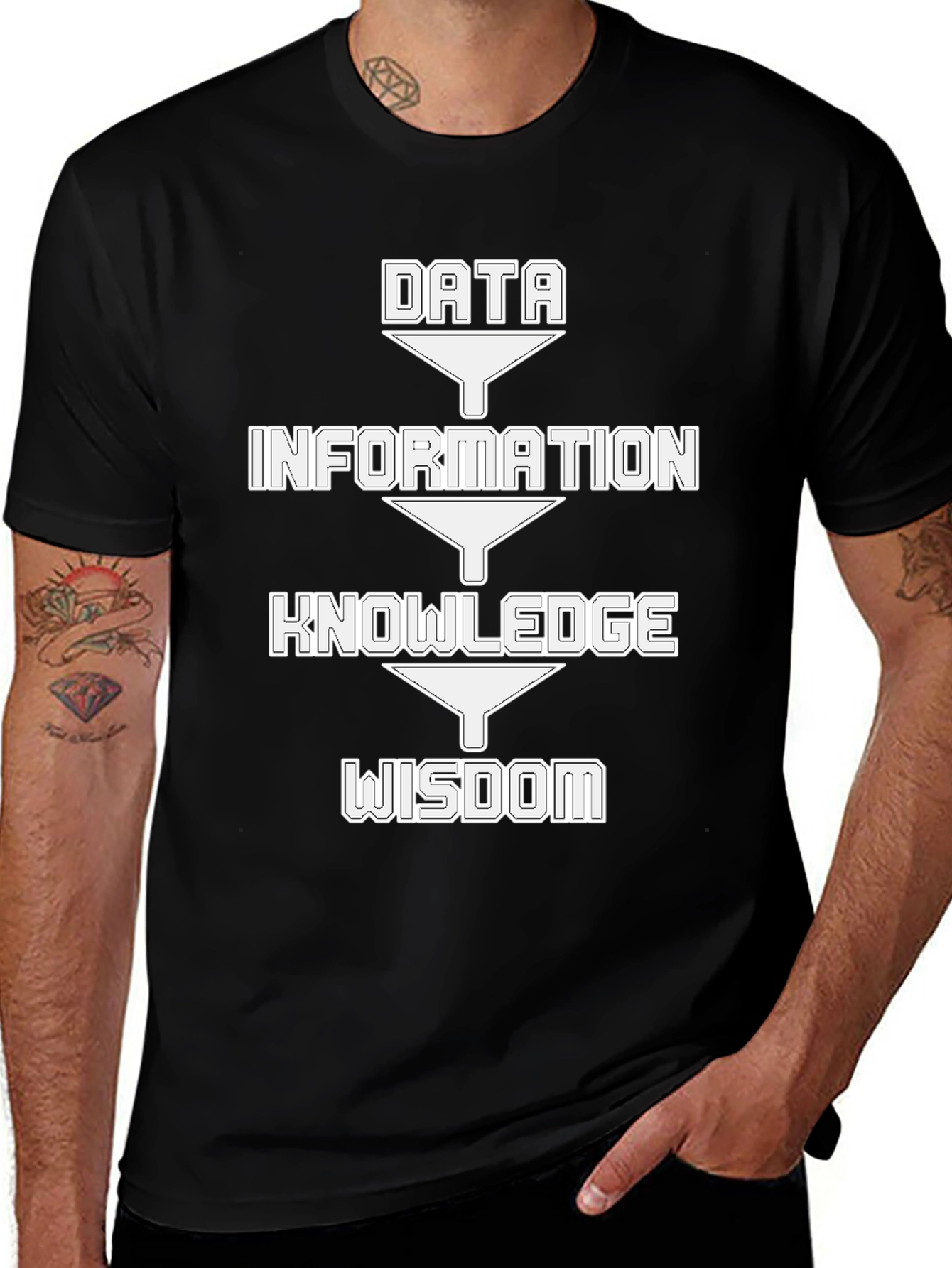 Black Data Information Knowledge Wisdom Funnel T-Shirt main image