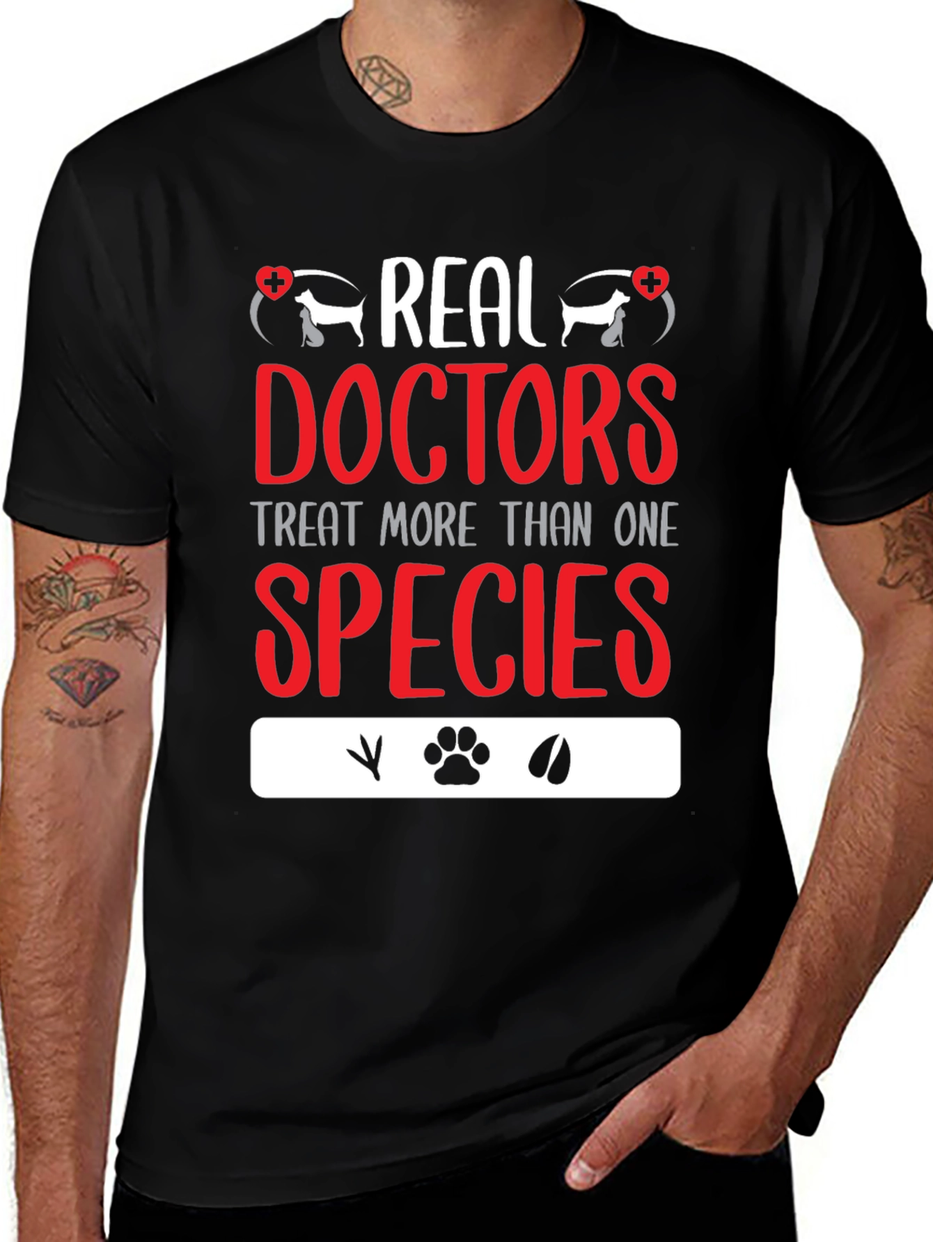 Variant 26 of Veterinarian T-Shirt: Real Doctors Treat All Species
